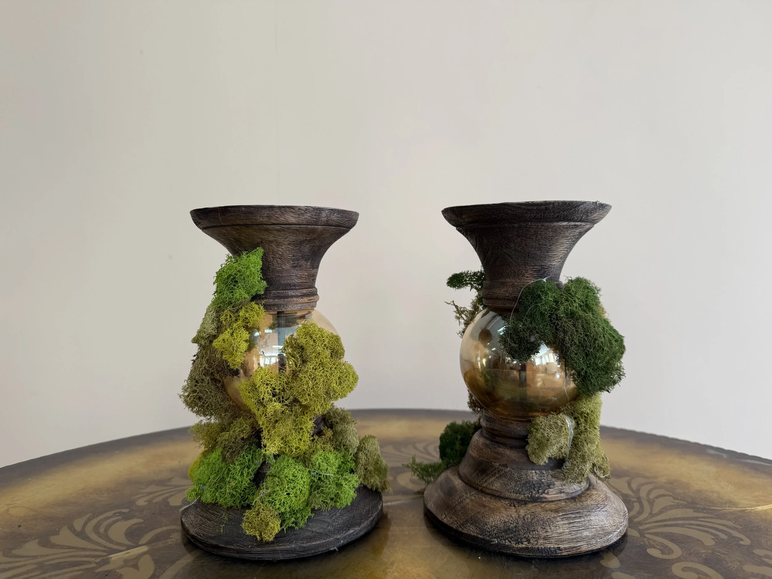 Small Moss Candle Holders (2)