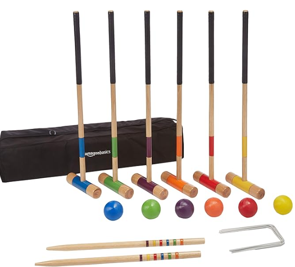 Croquet Set - $15
includes 6 mallets, 2 stakes, wickets 