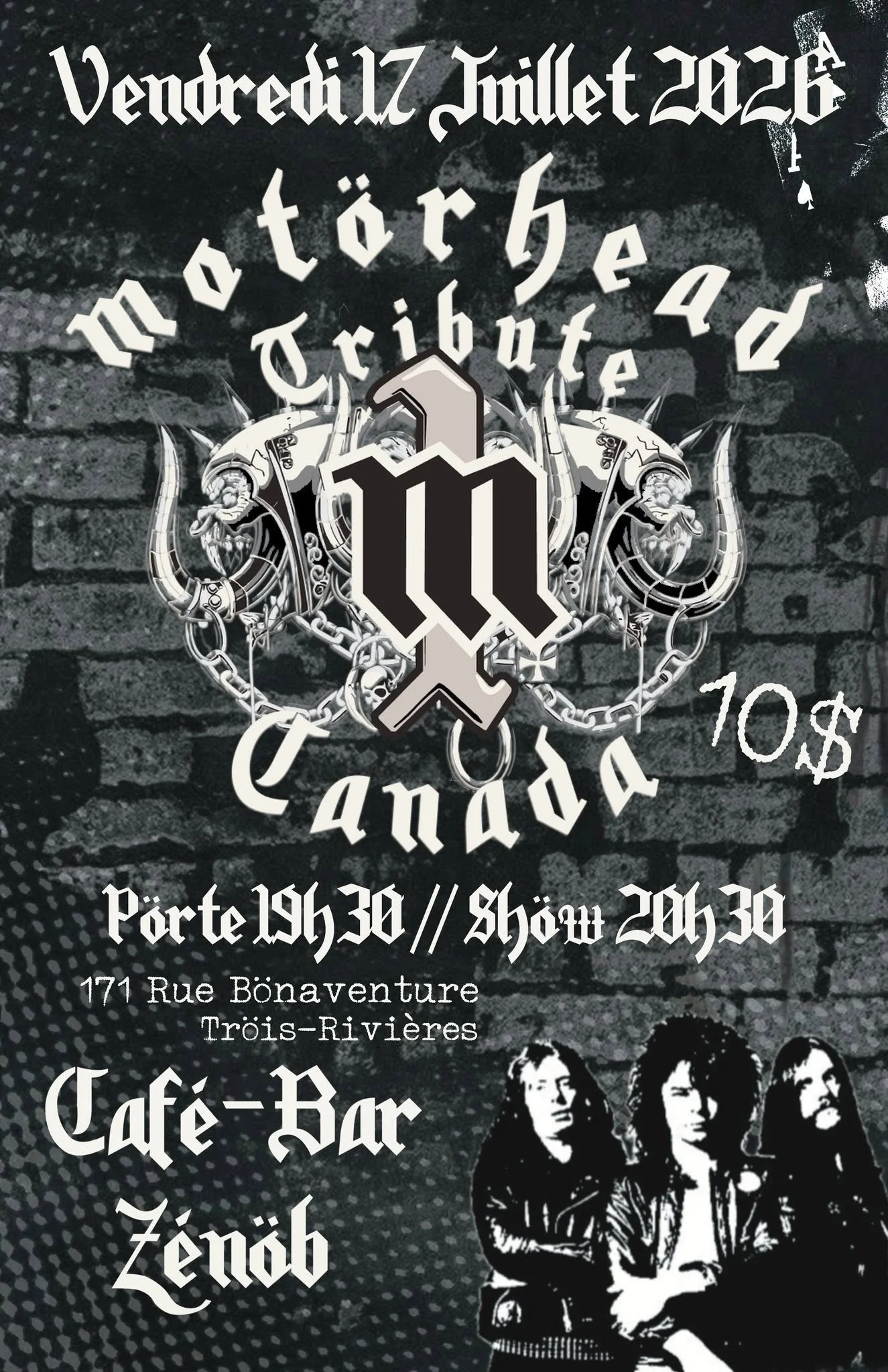 M1 Motörhead Tribute Vendredi 17 Juillet  @ Café-Bar Zénob 