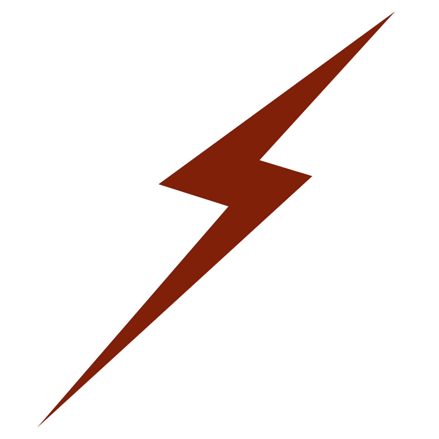 Black background with a large, brown lightning bolt in the center.