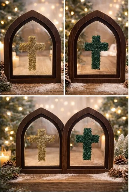 Crushed Glass Resin Cross