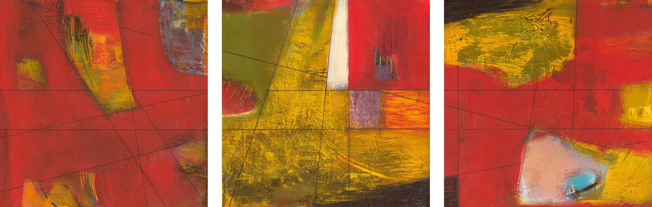 Cross Roads (Triptych)  |  16" x 16" (each panel) on Wood Panels using Mixed Media