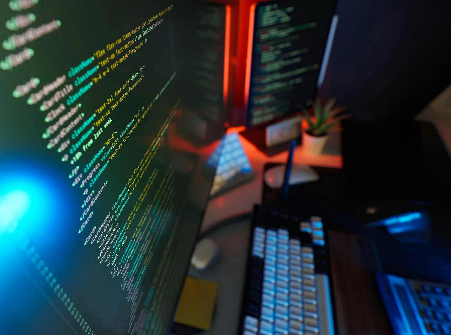 Computer monitor displaying code in a workspace