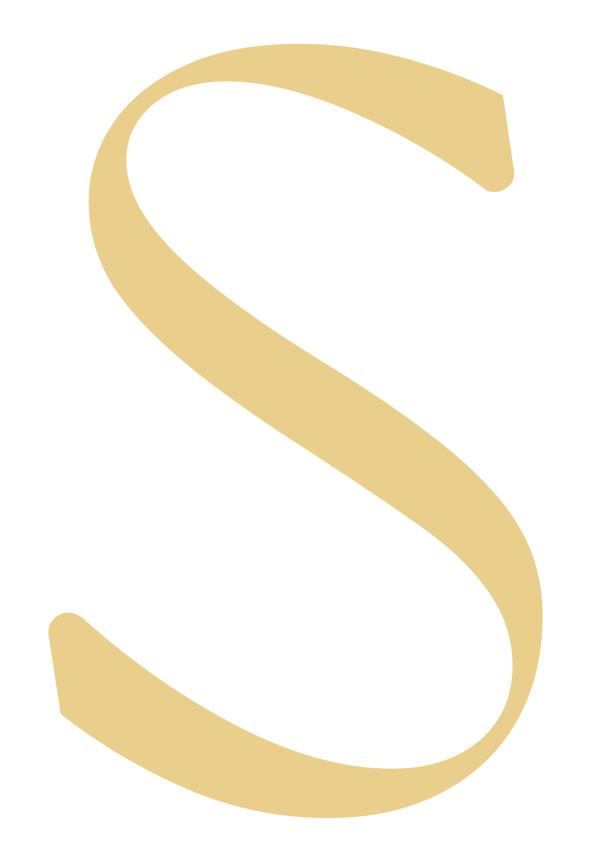 Golden letter S on a black background