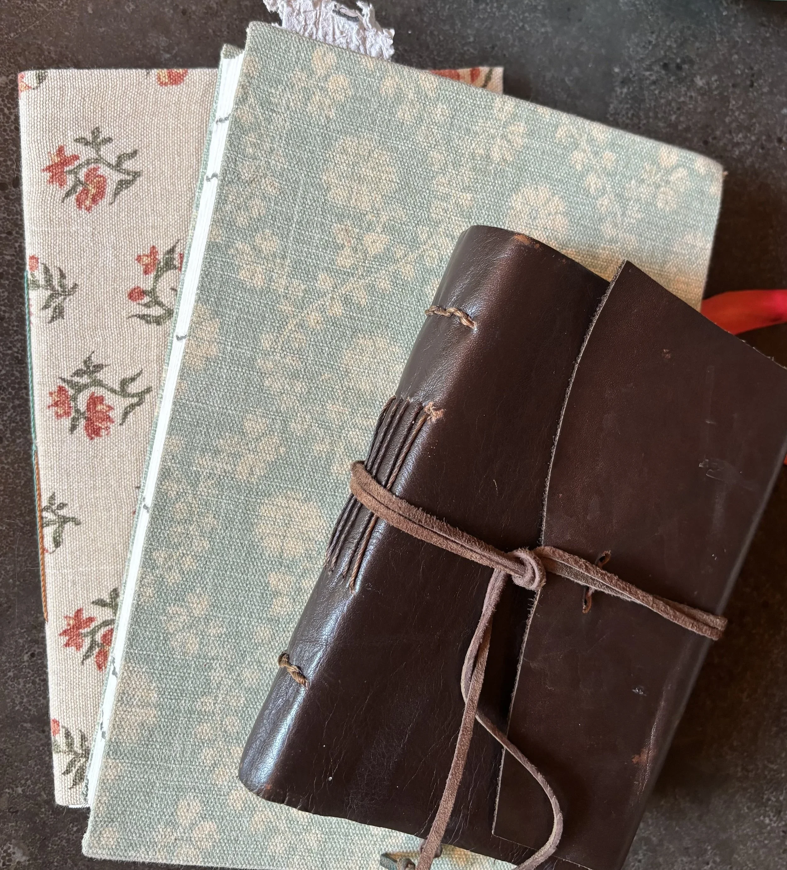 Handmade Fabric and Leather Books:  Handmade and Mixed Media Paper Interior