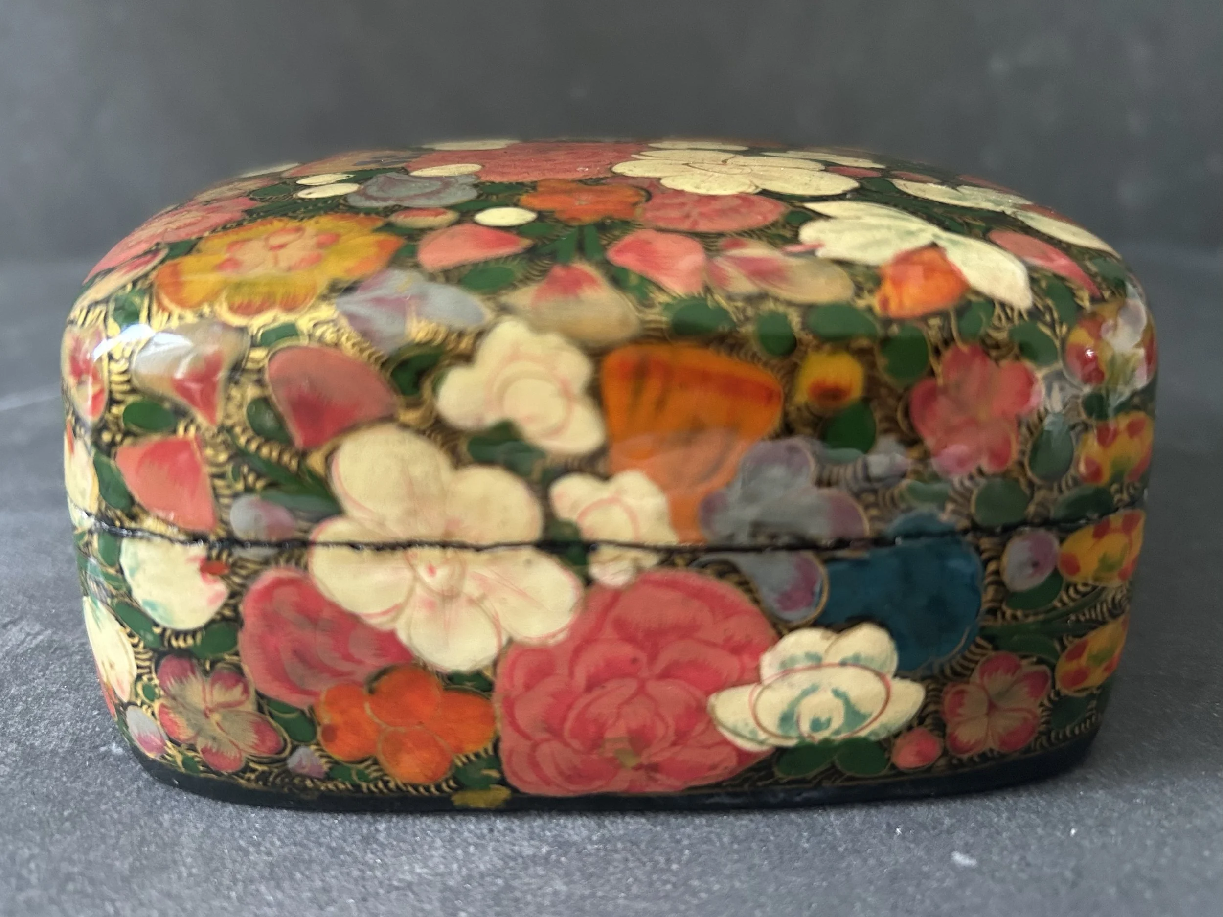 Vintage Hand Painted Paper Mache Box