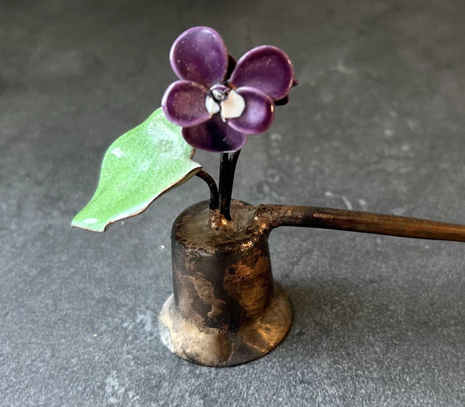 Bovano of Cheshire Enamel Copper Candle Snuffer