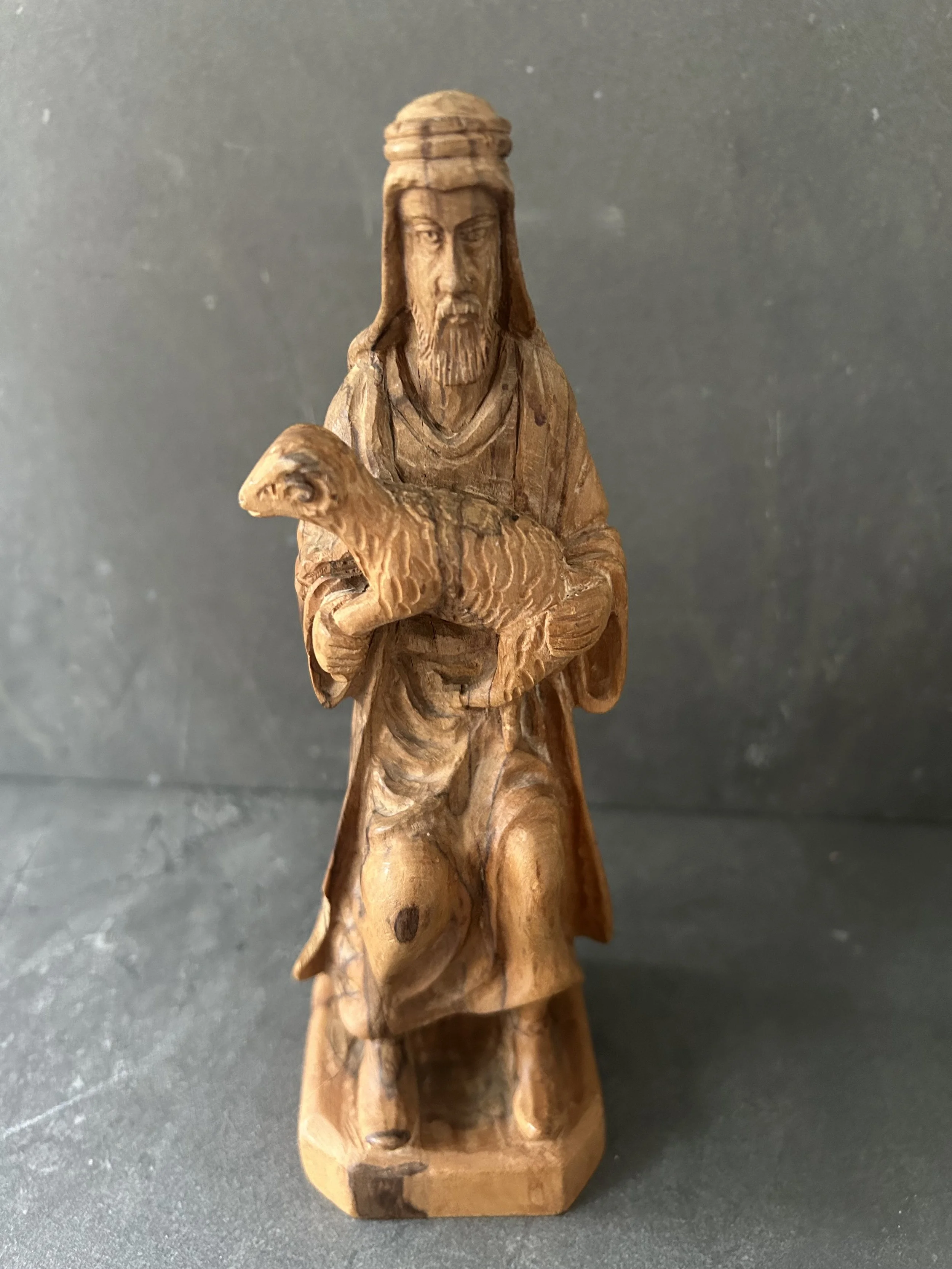 Hand Carved Good Shepherd Figure