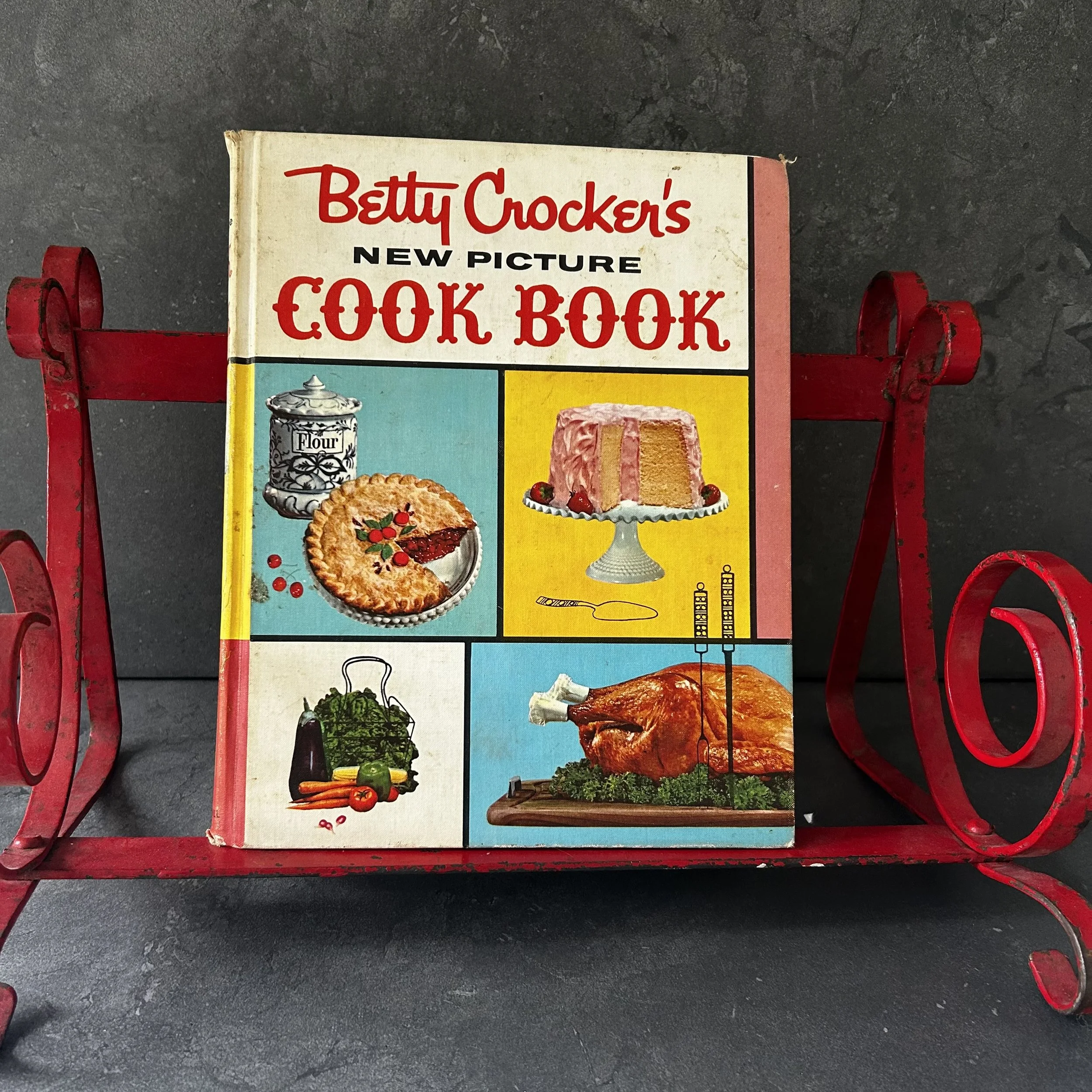 MCM Red Painted Shelf with Scrolled Sides