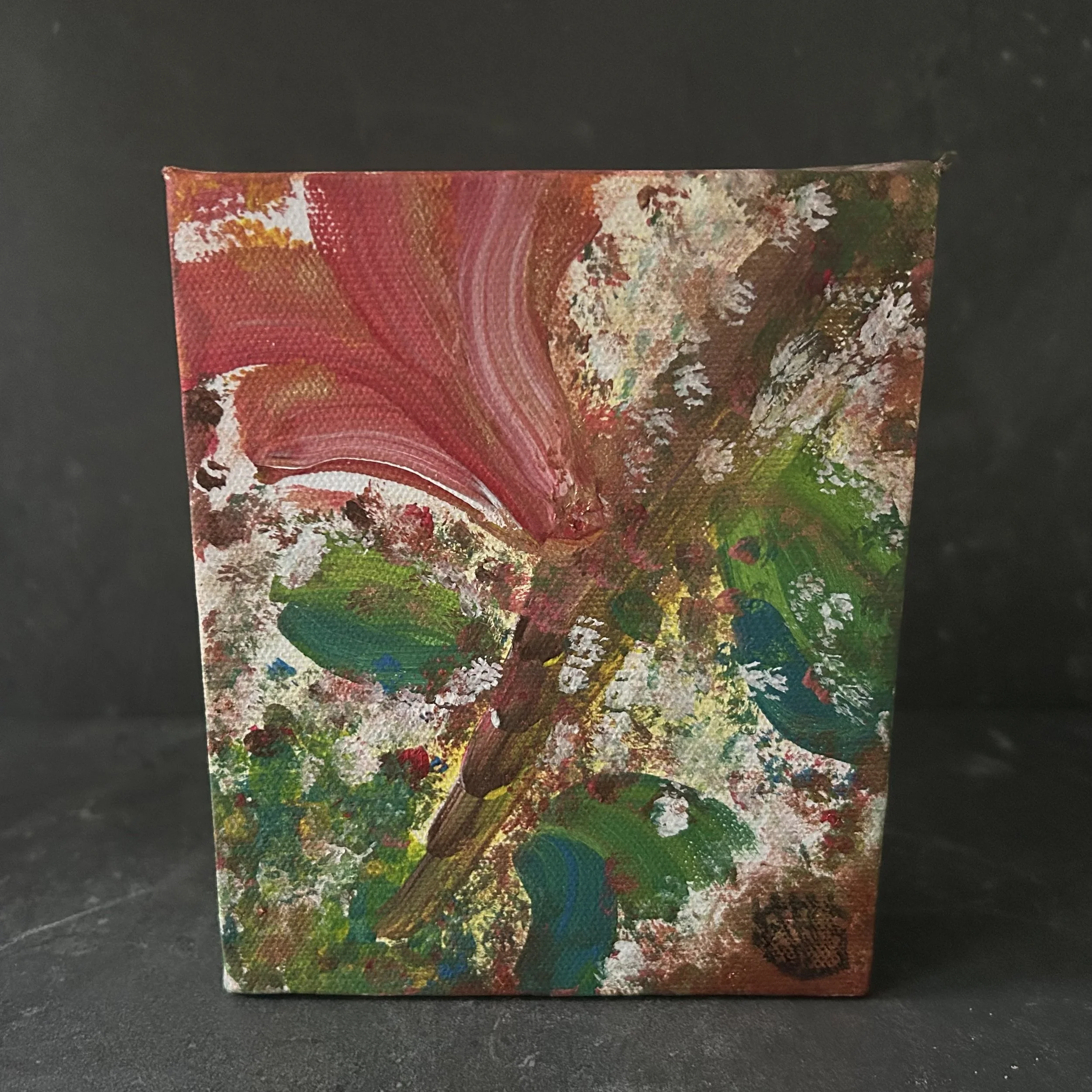 Original Signed Abstract Floral Art Piece