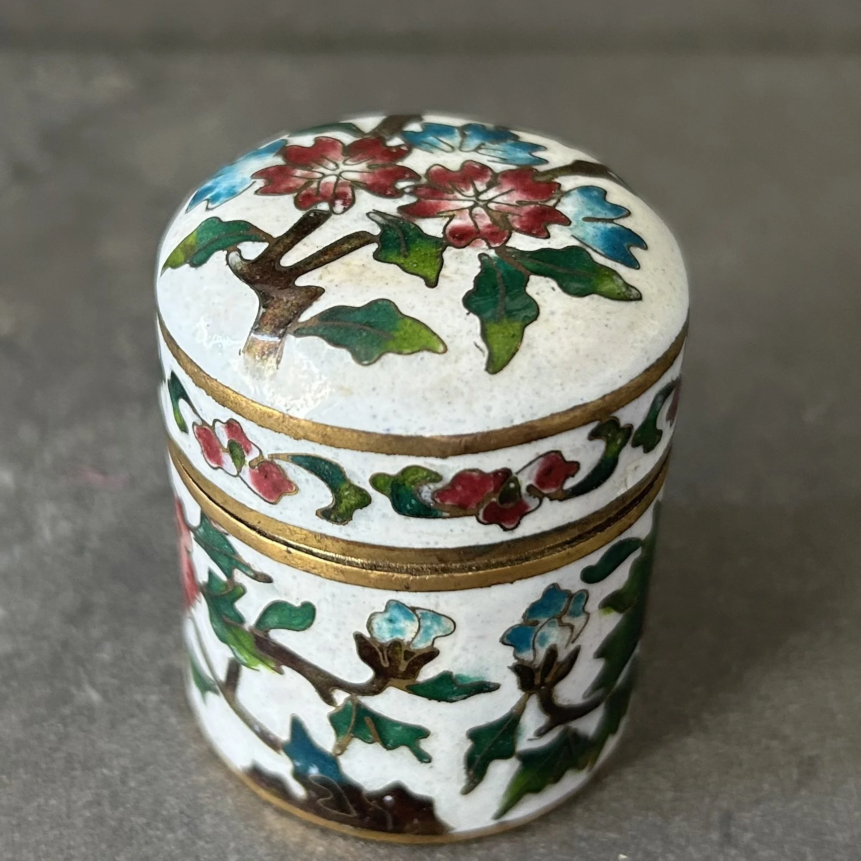 Antique Chinese Enameled Cloisonne Trinket Bix