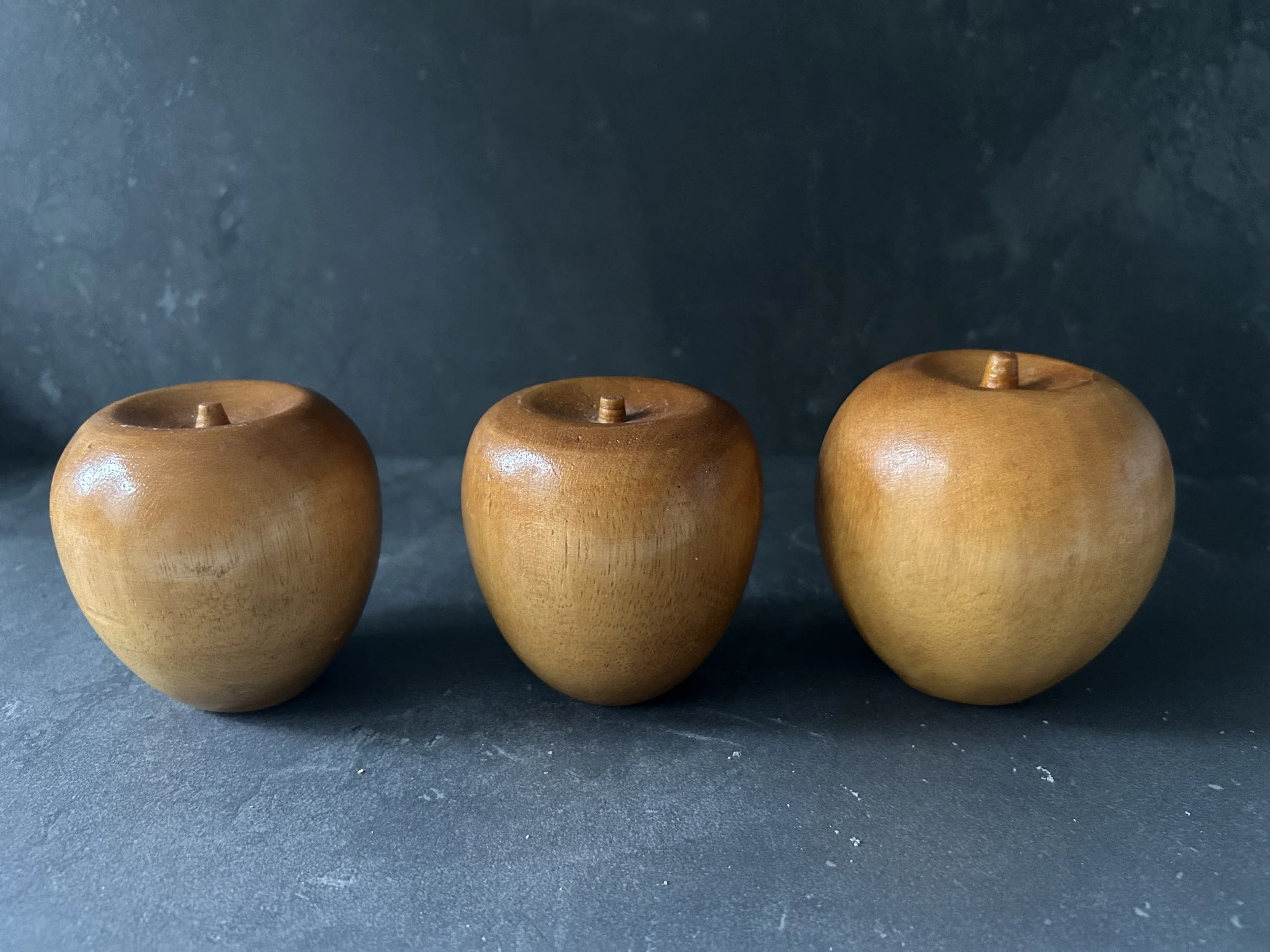Vintage Hand Carved Wooden Apples