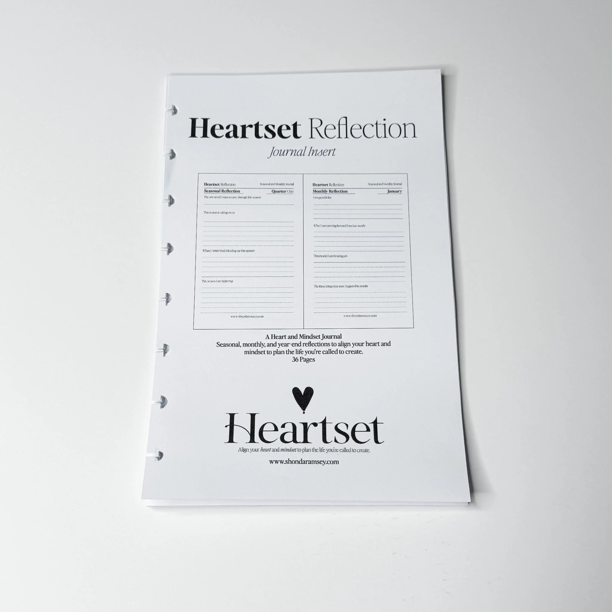 Heartset Reflection - Half Sheet Journal Insert