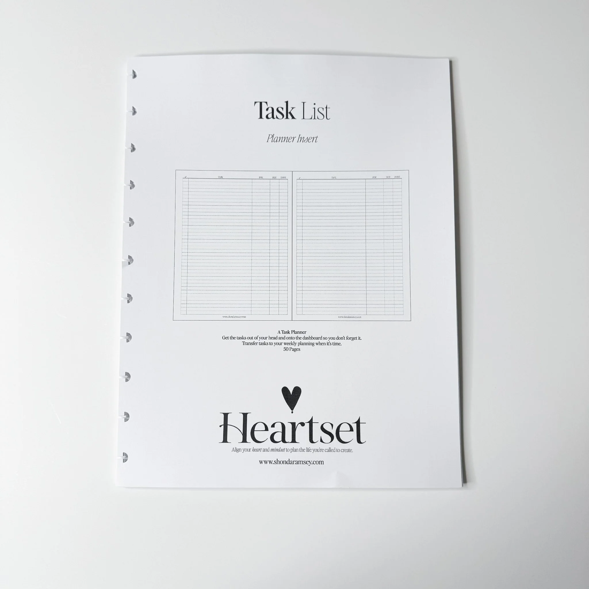 Task List - Planner Insert