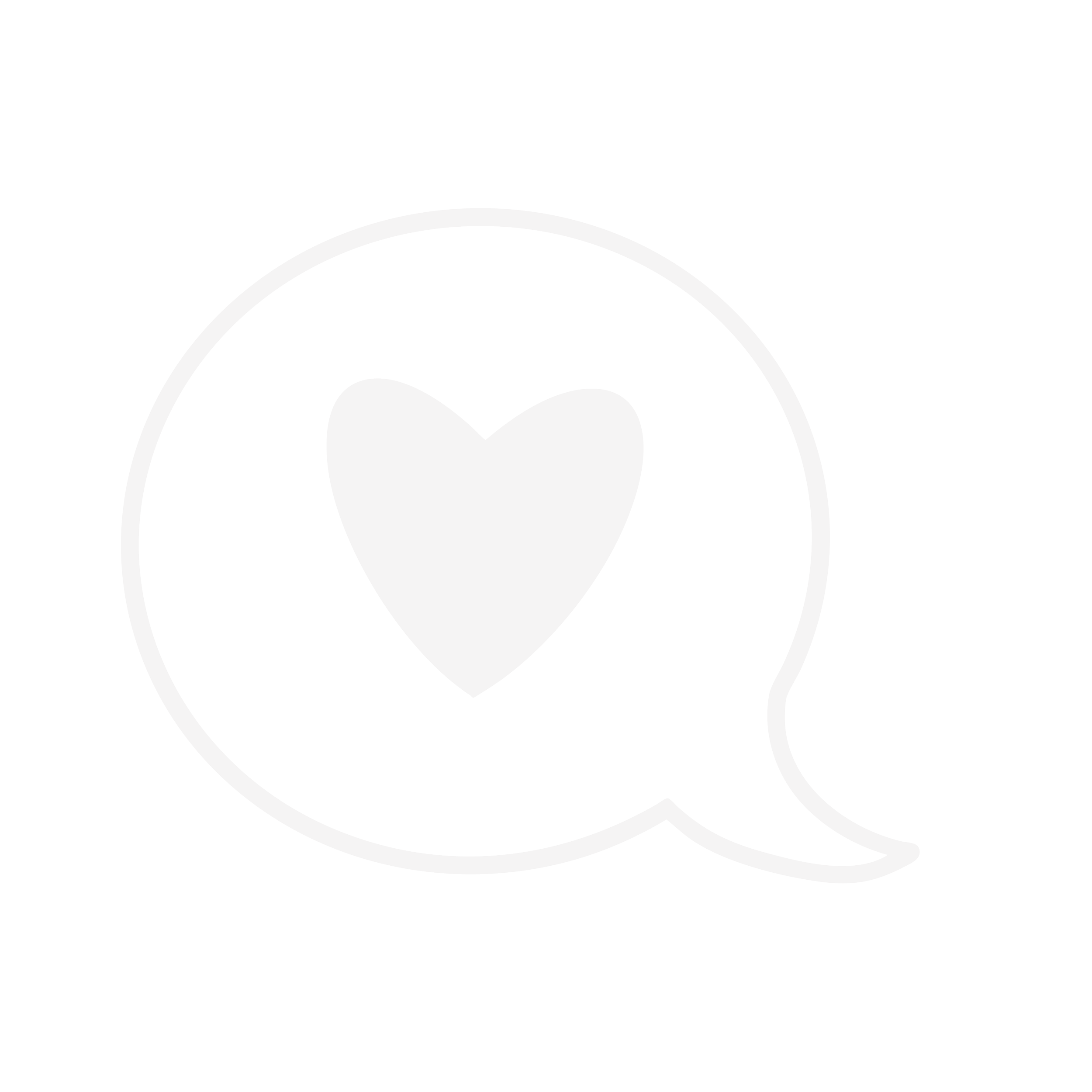 Speech bubble icon with a heart inside.
