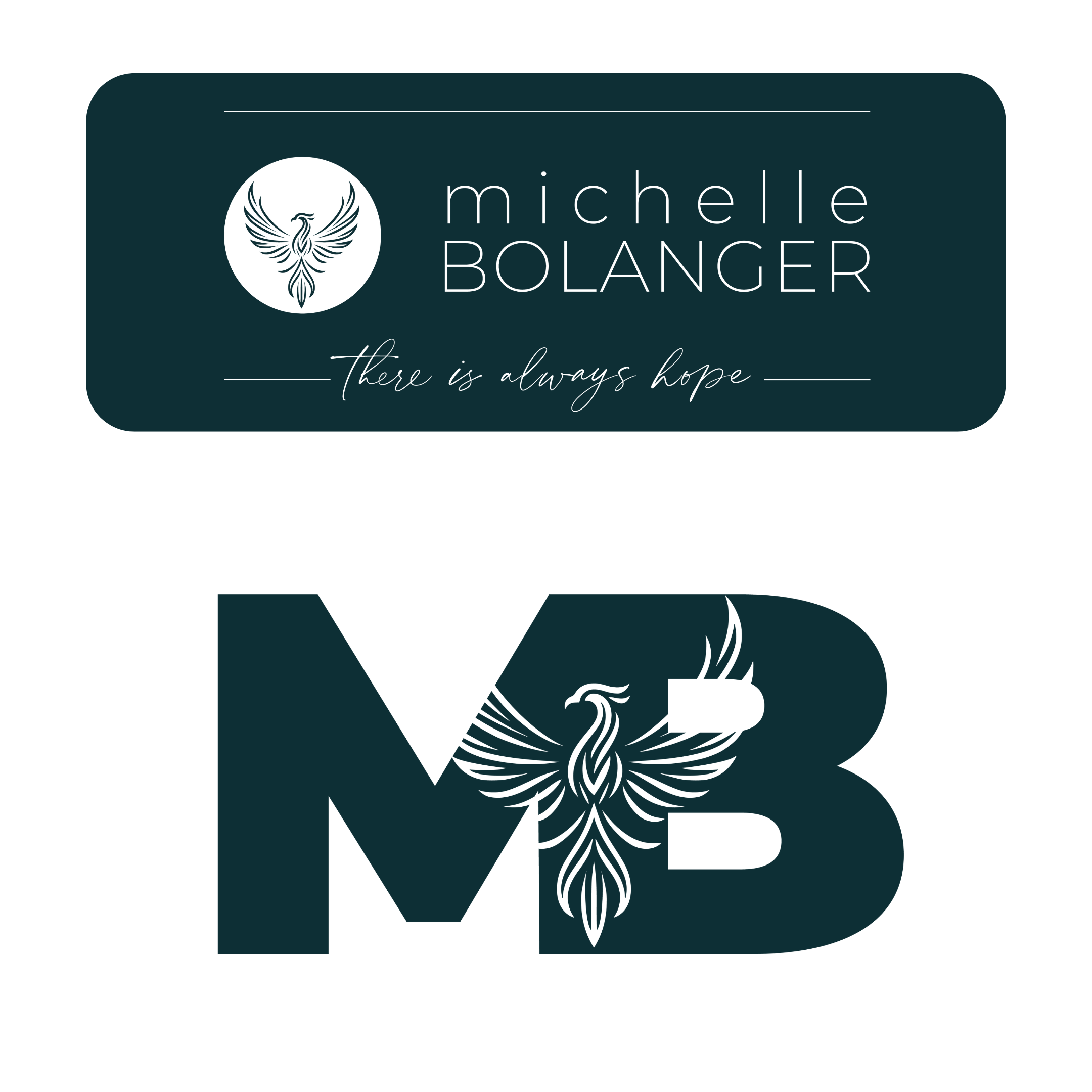 Michelle Bolanger, there is always hope logo and monogram with phoenix cutout
