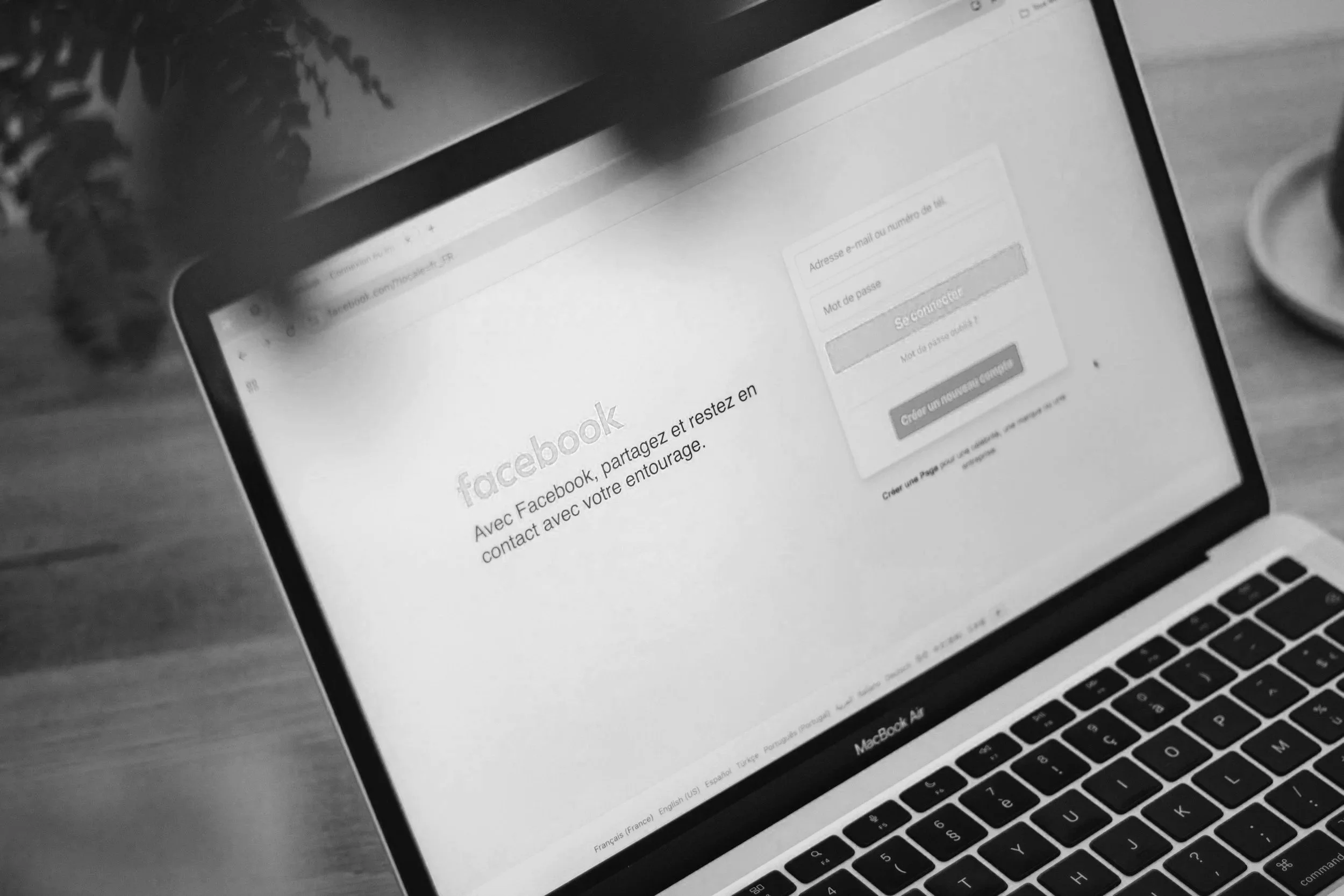 laptop with facebook sign in on the screen