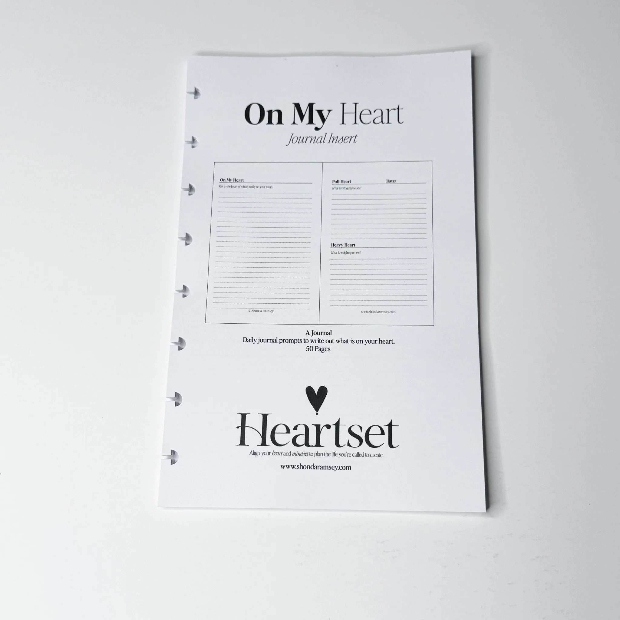On My Heart - Half Sheet Journal Insert