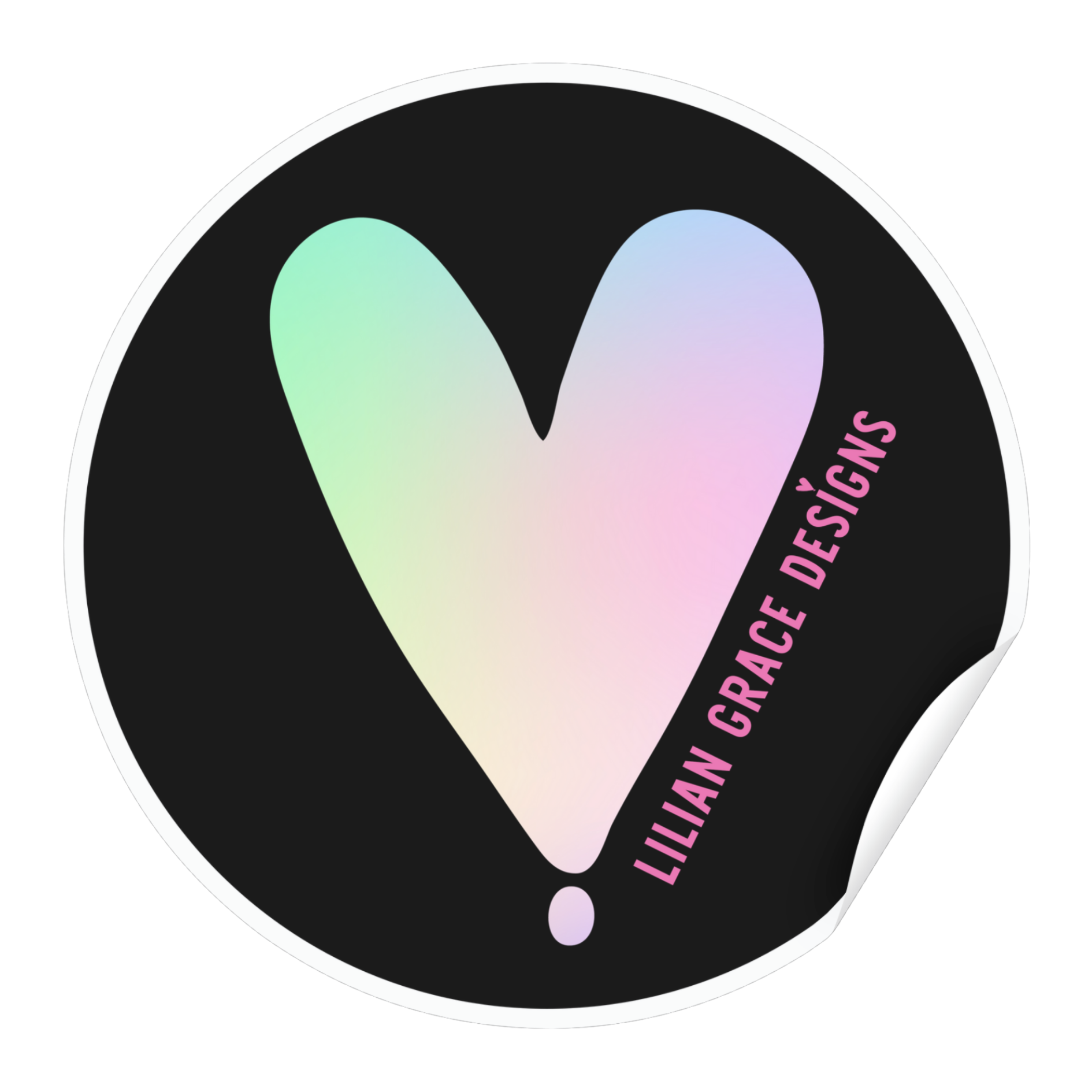 heart sticker with iridescent overlay