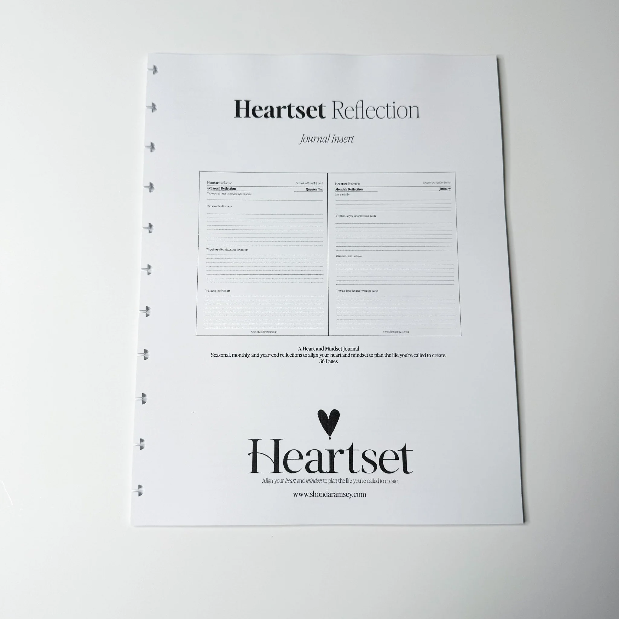 Heartset Reflection - Planner Insert