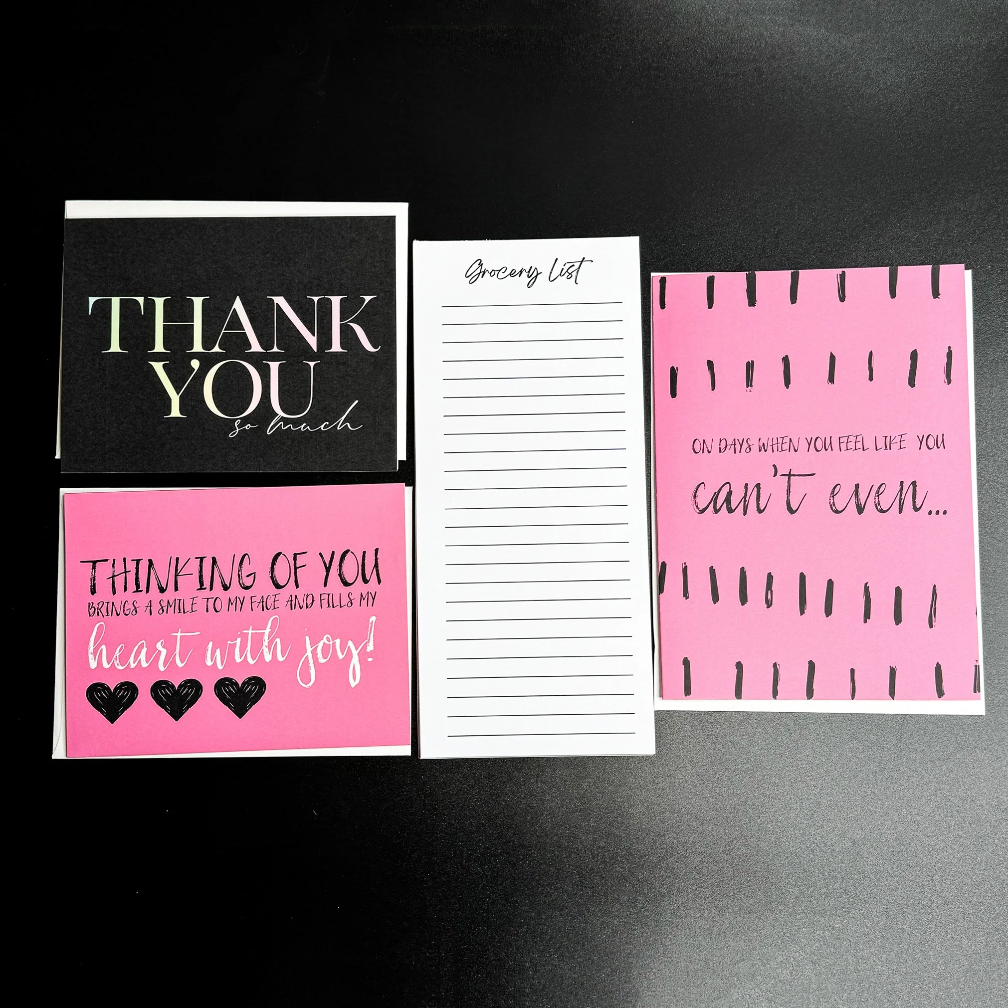 stationery arranged in a flatlay