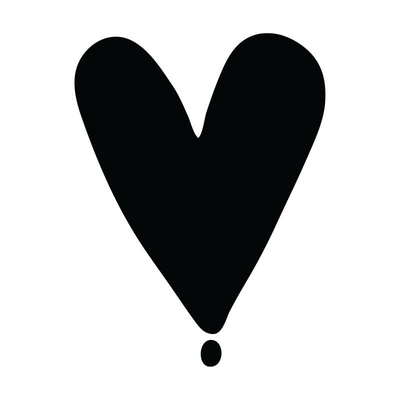 Black heart shape with a small circle underneath it.