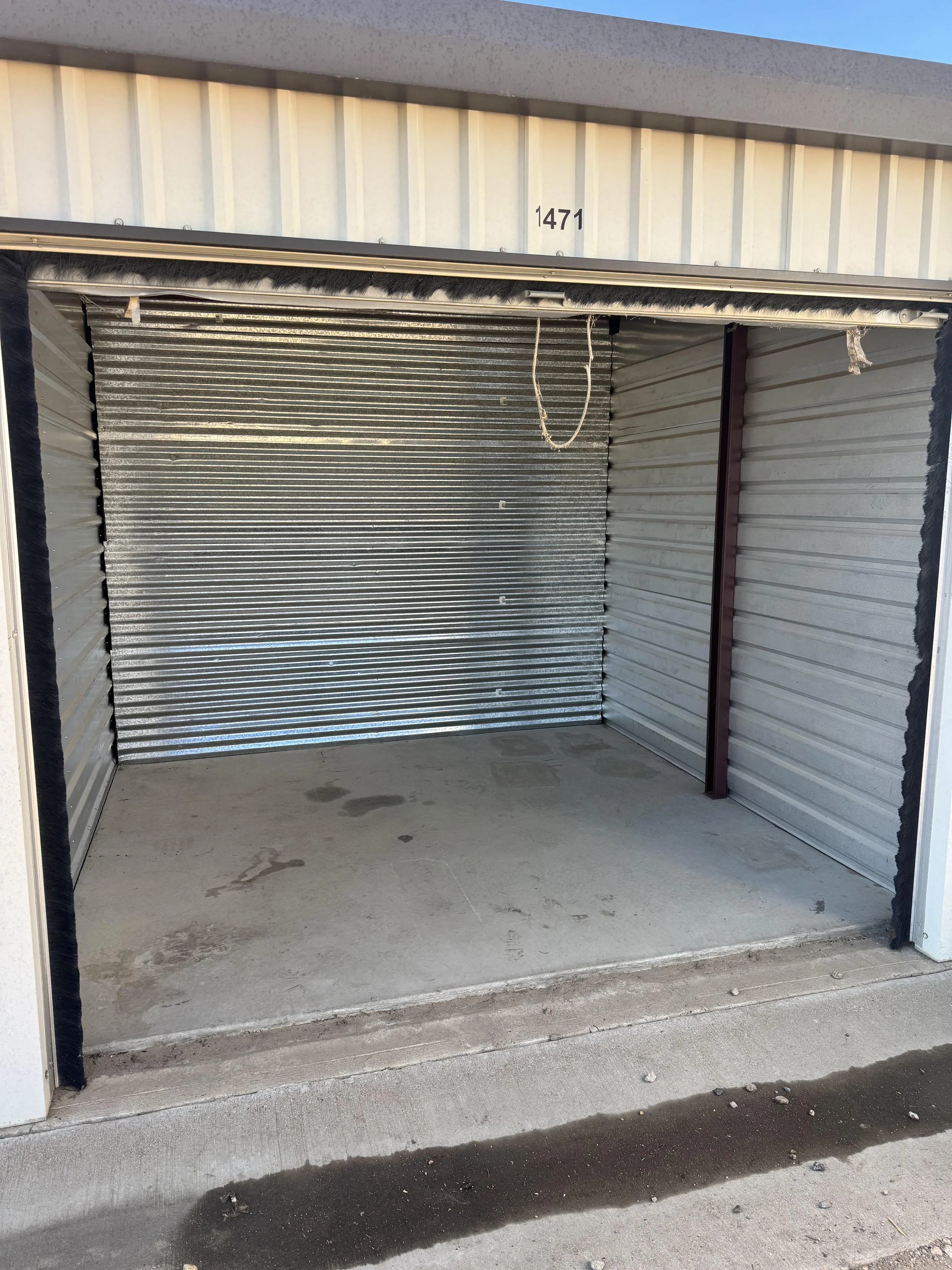 Cleared storage unit after commercial cleanout service in Greeley, Colorado ready for reuse.