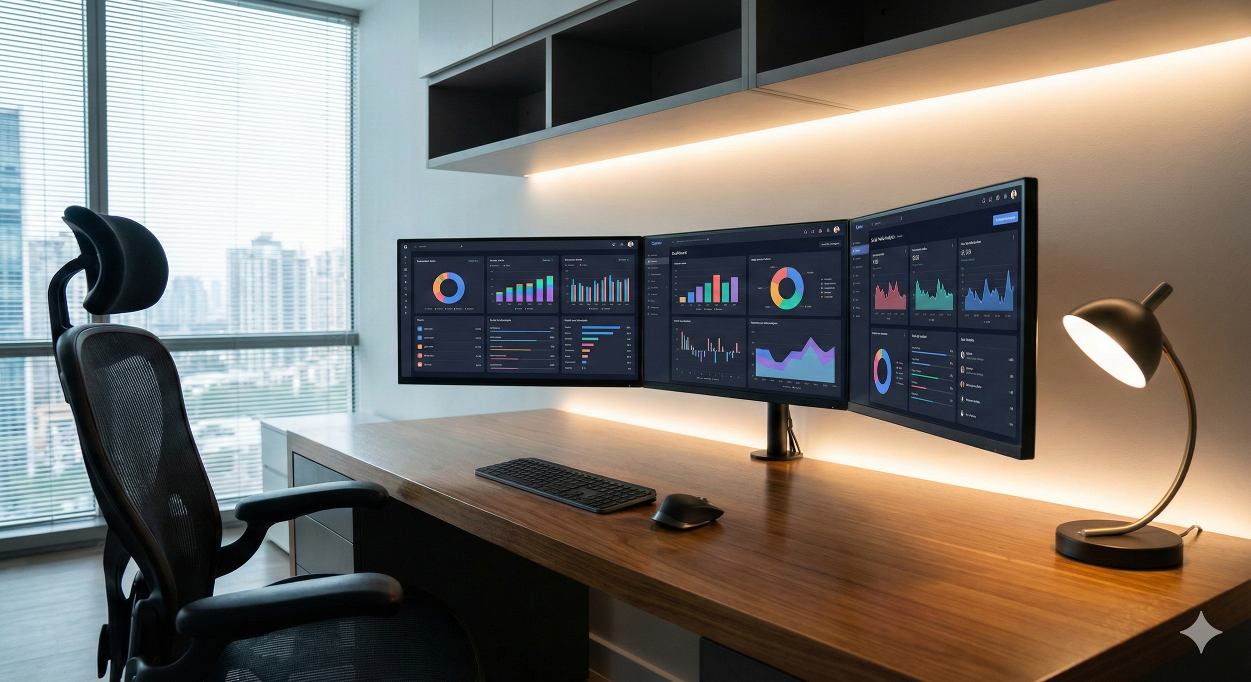 A minimalist workspace showing digital data visualizations used by Postora to benchmark Schedchie's efficiency against competitors.