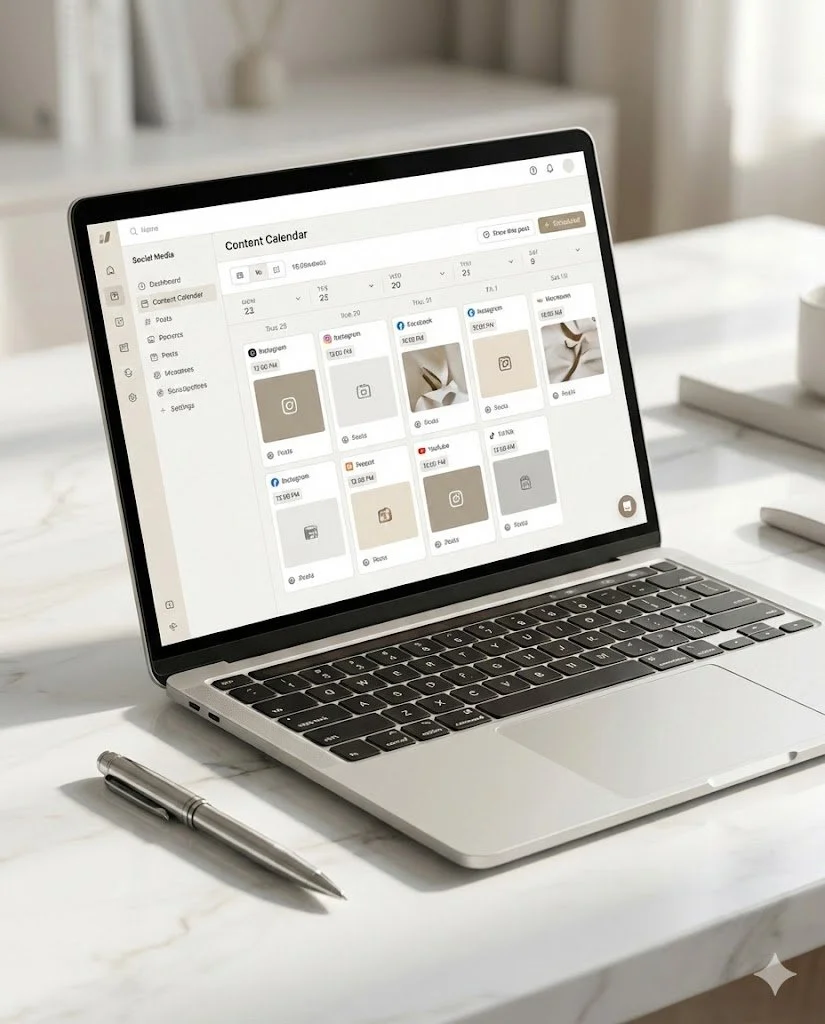 Schedchie content calendar showing planned blog posts