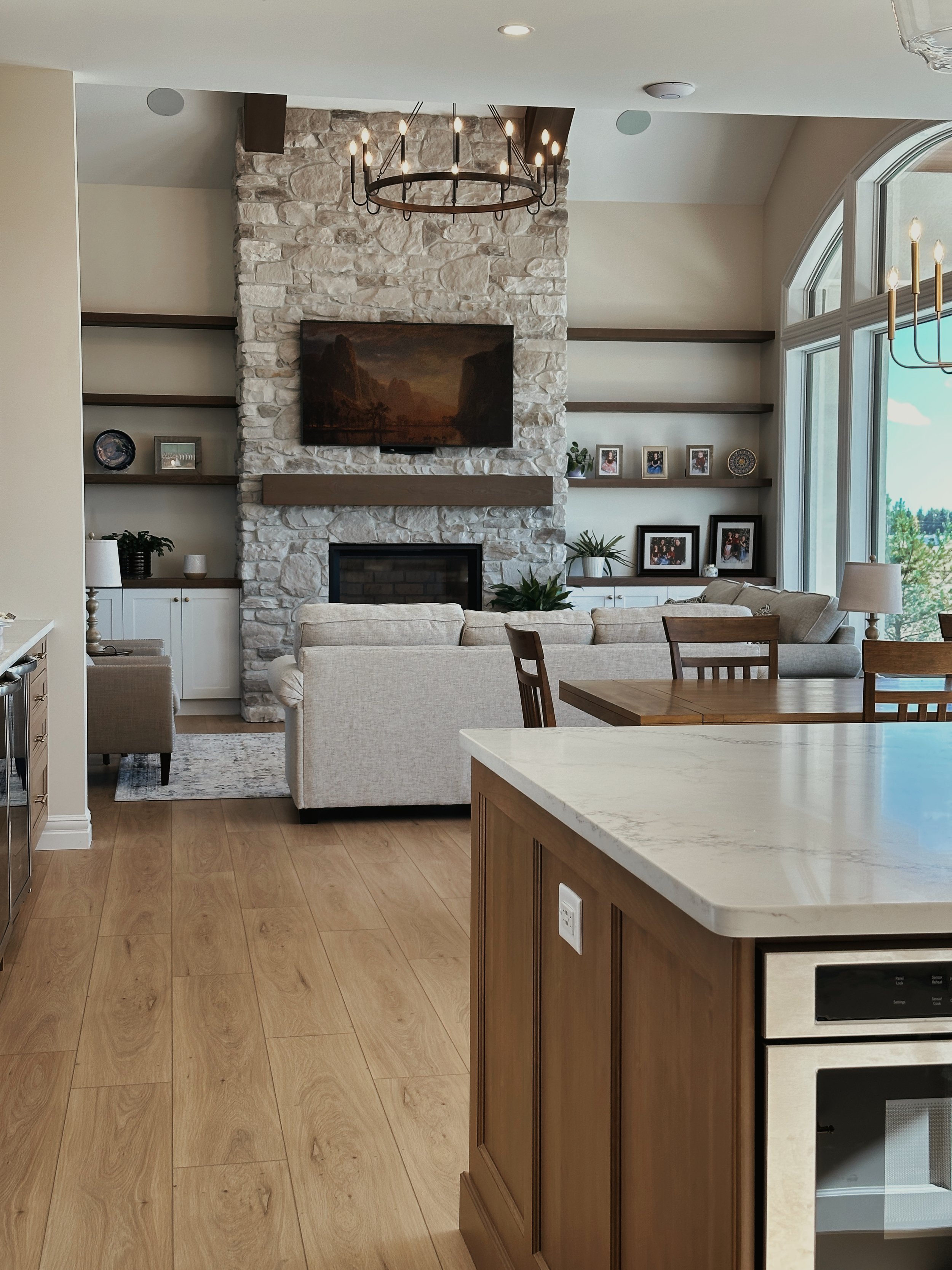 A Living Room with large fireplace