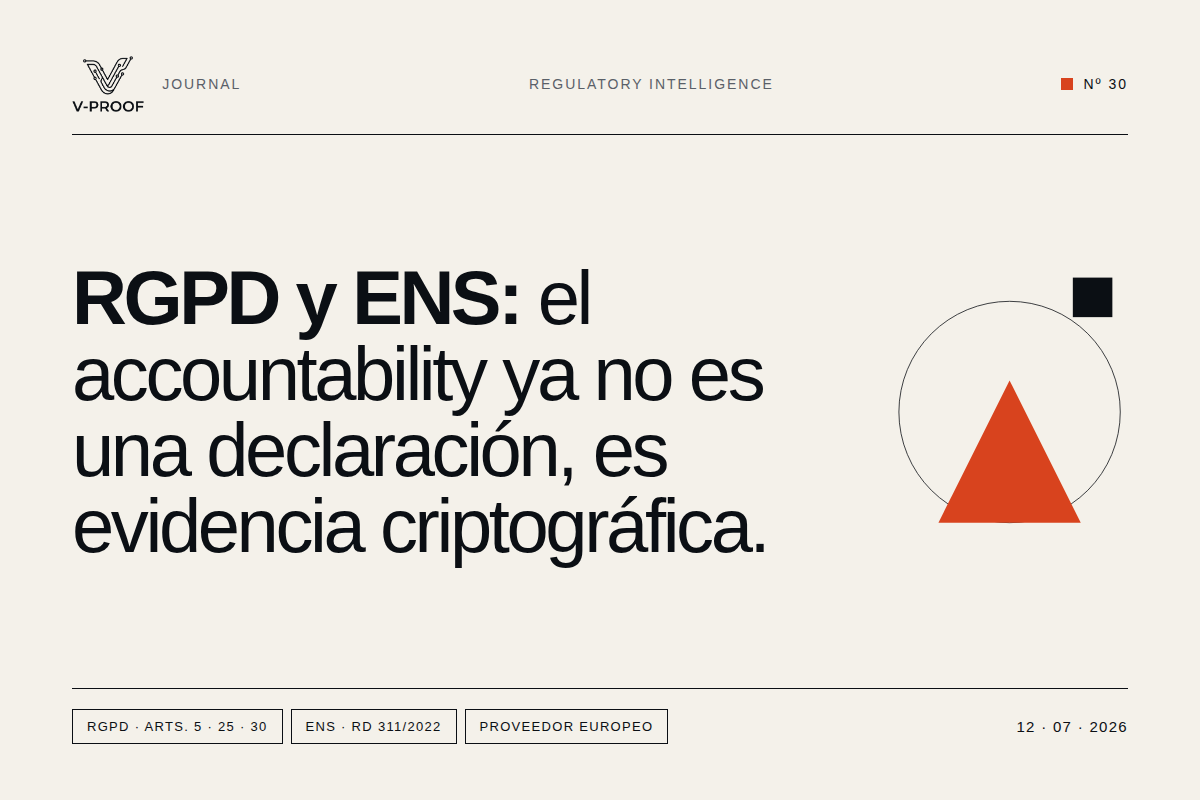 RGPD y ENS en la era de la IA: cómo demostrar accountability con evidencia criptográfica V-PROOF