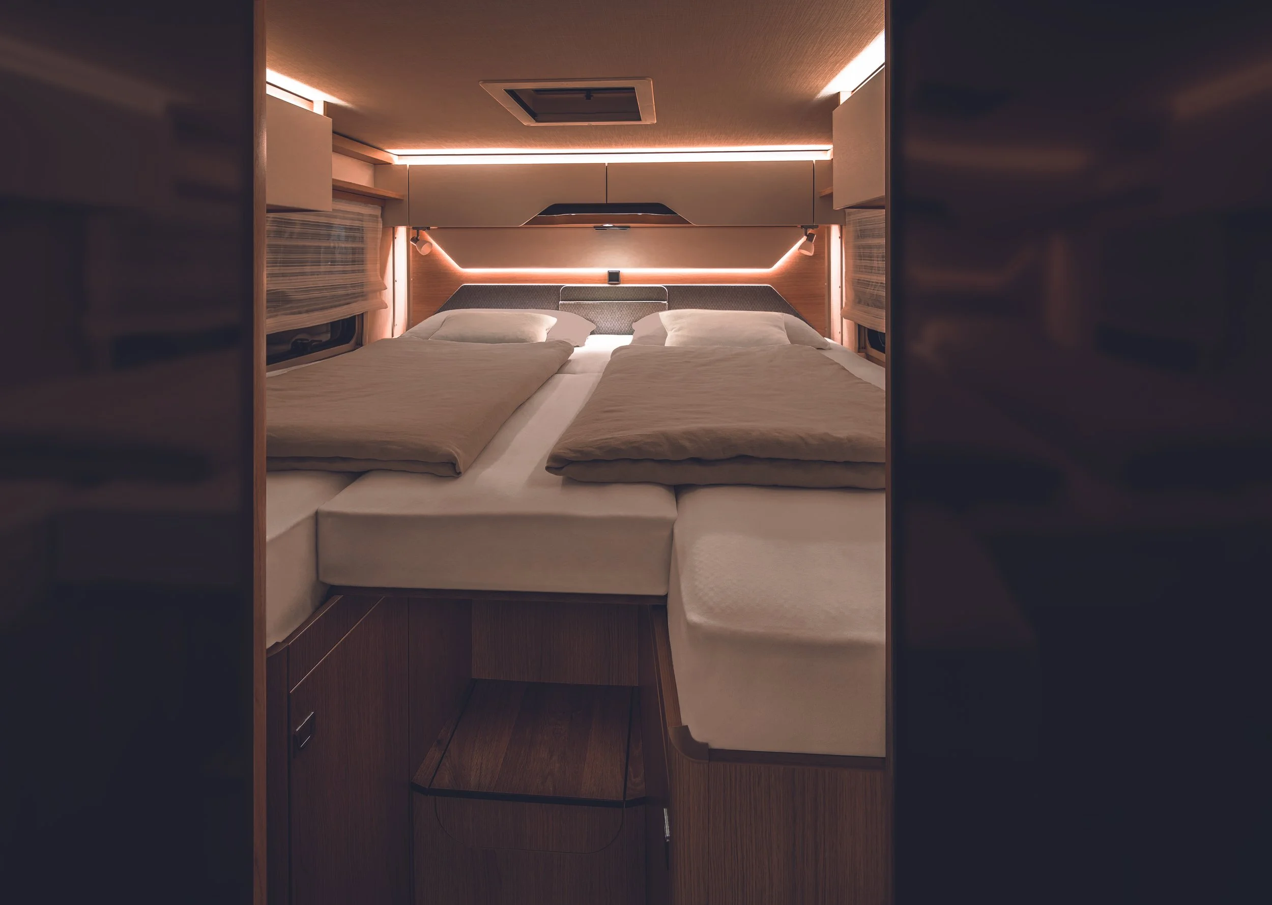 campervan night time interior