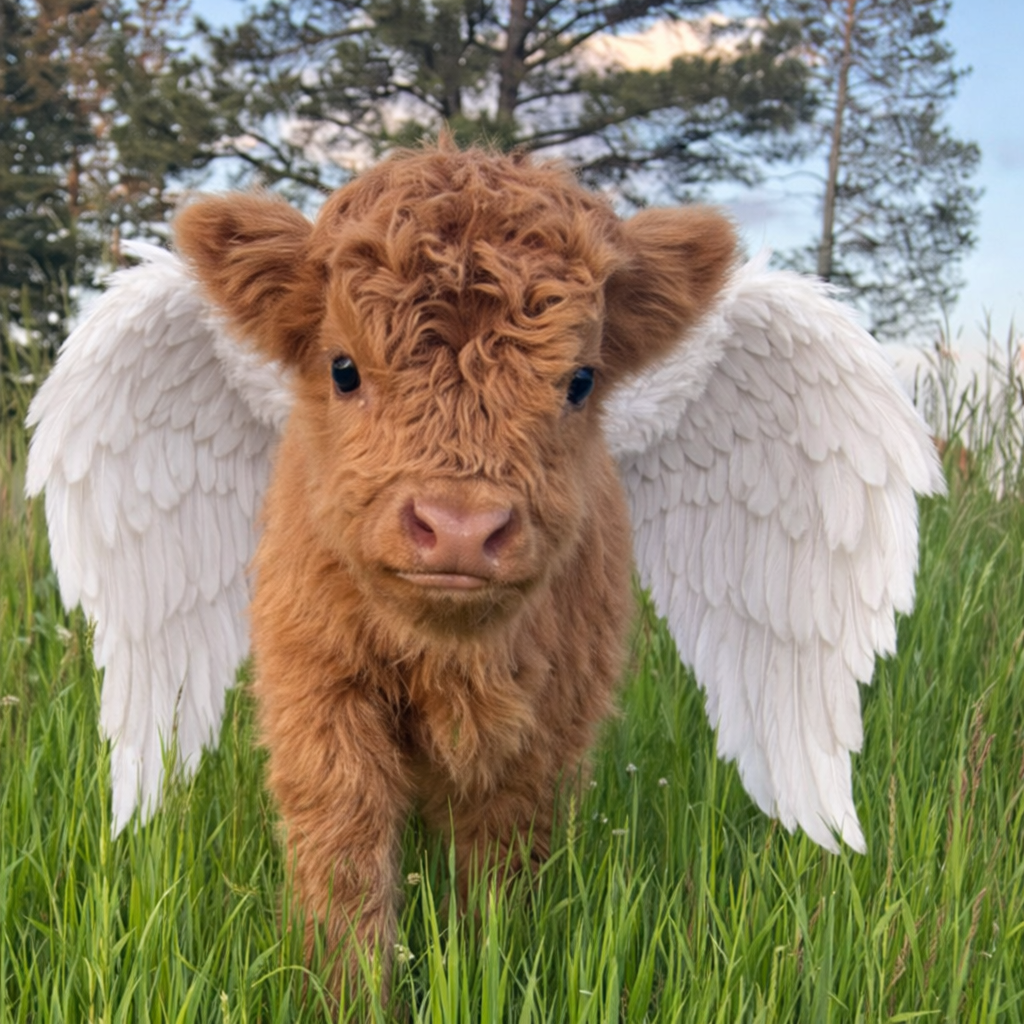 mini highland, fluffy cow