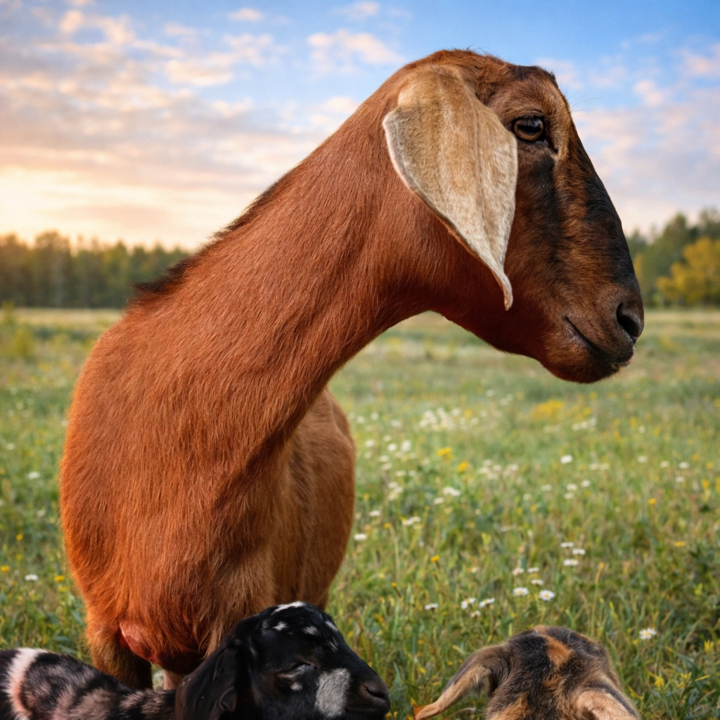 Mini Nubian doe is a great milk producer.