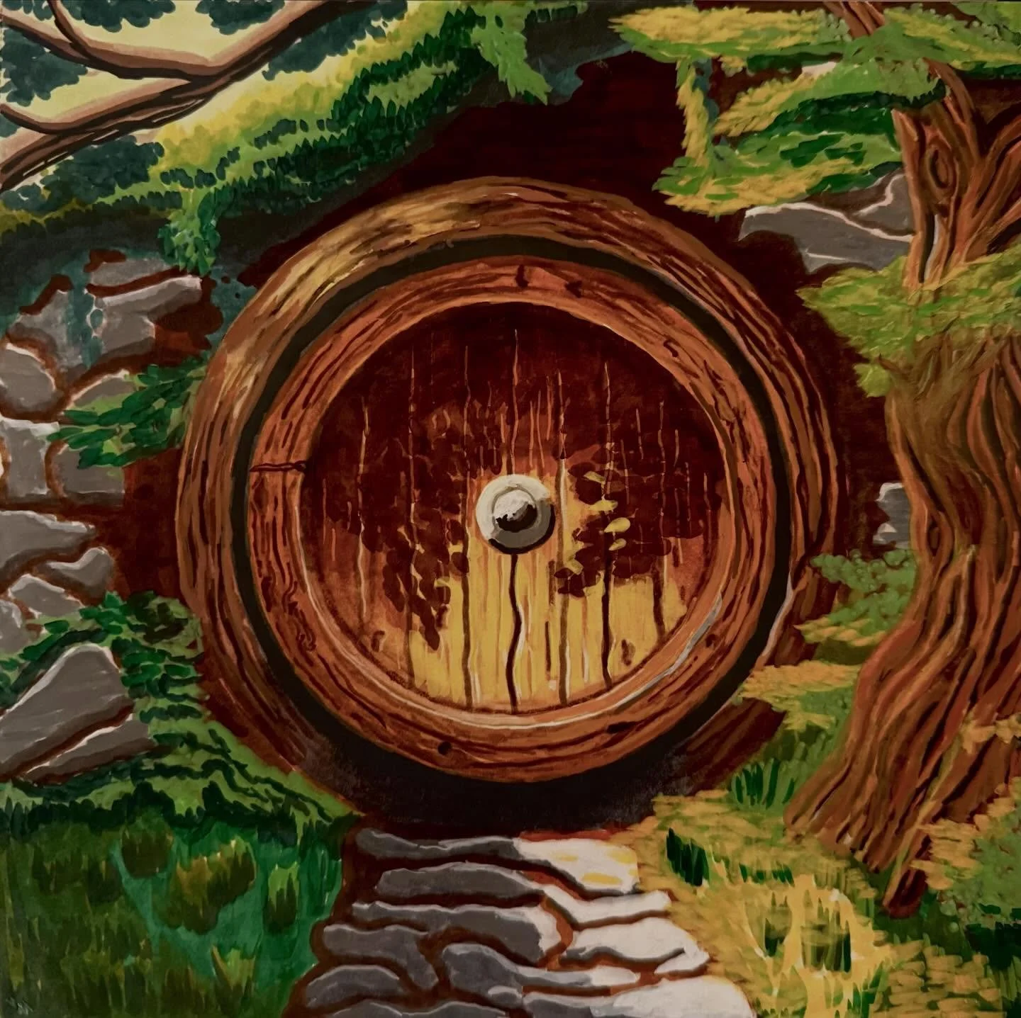 Hobbit Door - Alcohol Markers &amp; Acrylic
#hobbit #lotr #lordoftherings #lordoftheringsart #ohuhumarkers