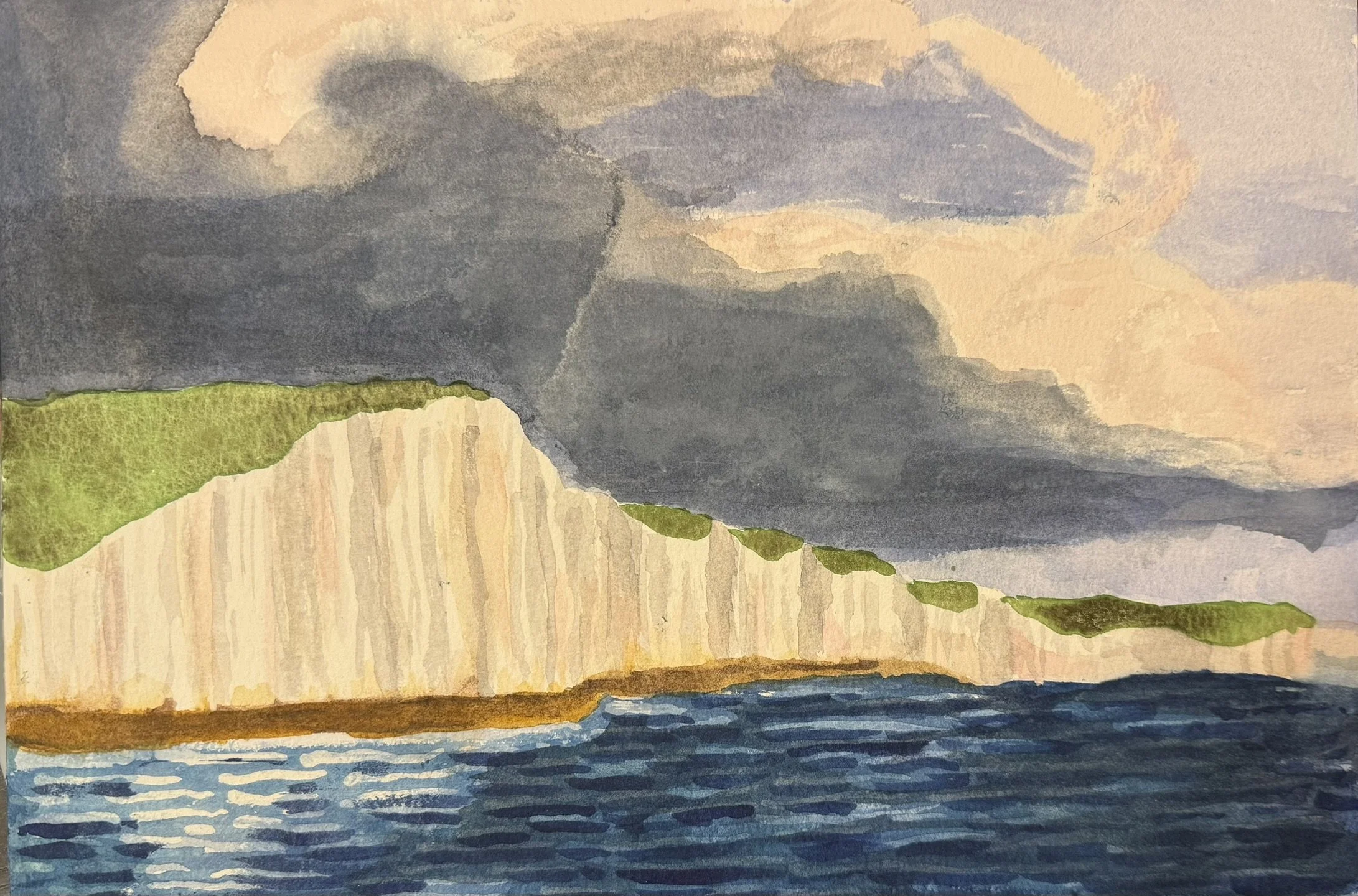 Negative space watercolor cloud attempt