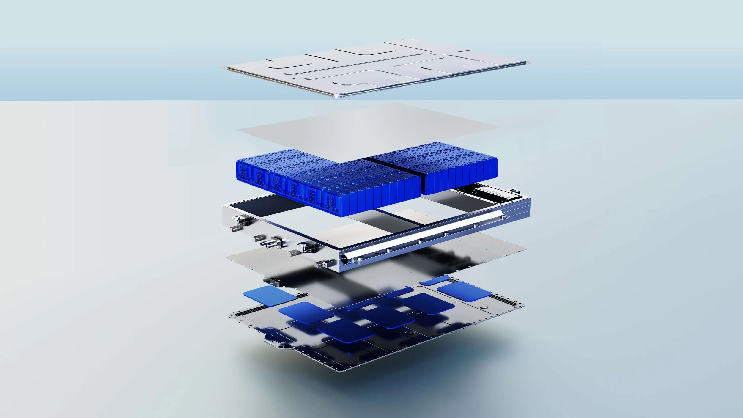 Diagrama esquemático de componentes electrónicos en capas, incluyendo circuitos e innovadores módulos tecnológicos