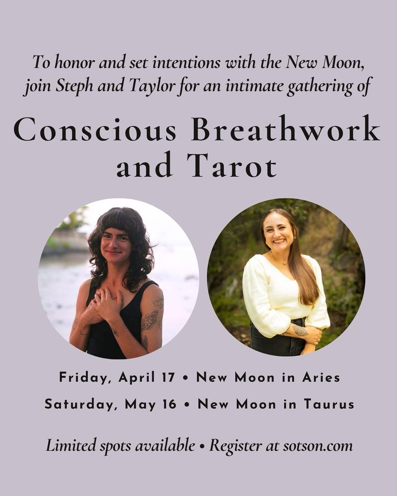 I&rsquo;m so excited for this new offering with my dear friend @taybeelou 💫 We&rsquo;ll gather in my home near downtown Vancouver with an intimate group for Conscious Breathwork and Tarot on Friday, April 17 to honor the New Moon in Aries, and on Sa
