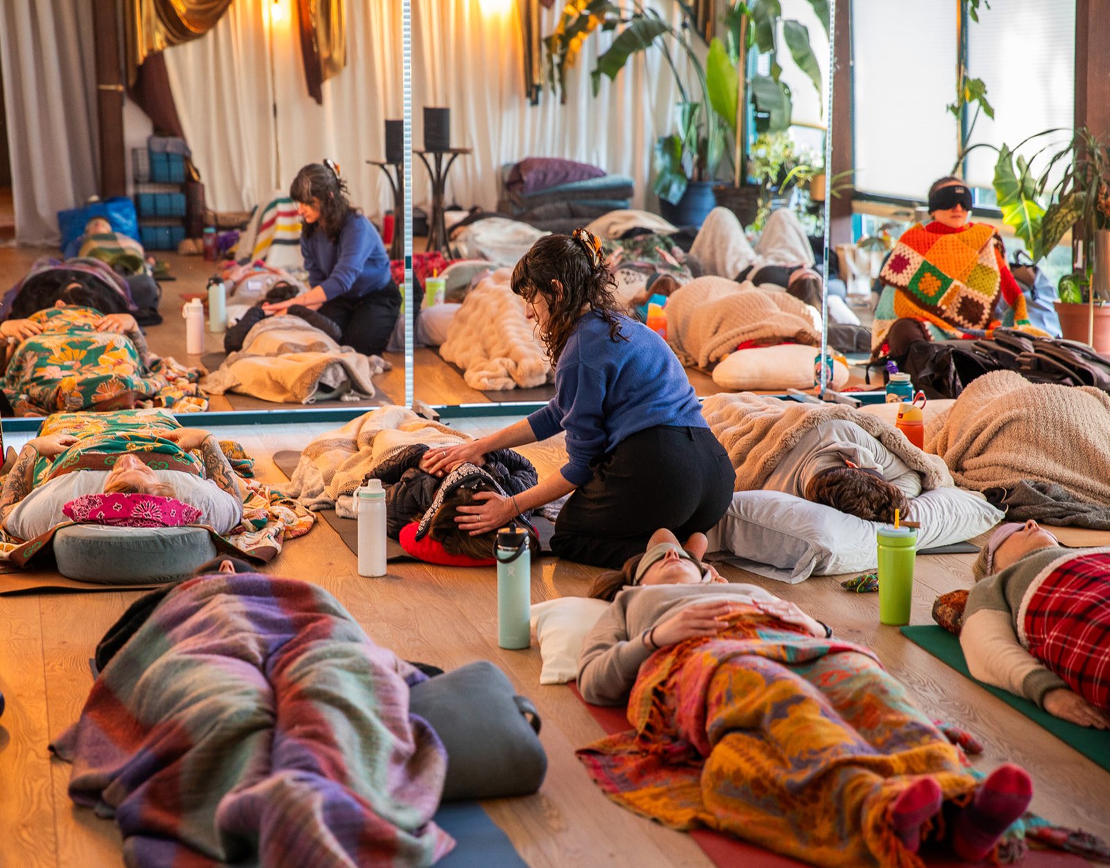 Steph Snyder facilitates a group Conscious Breathwork Session in Vancouver, Washington.