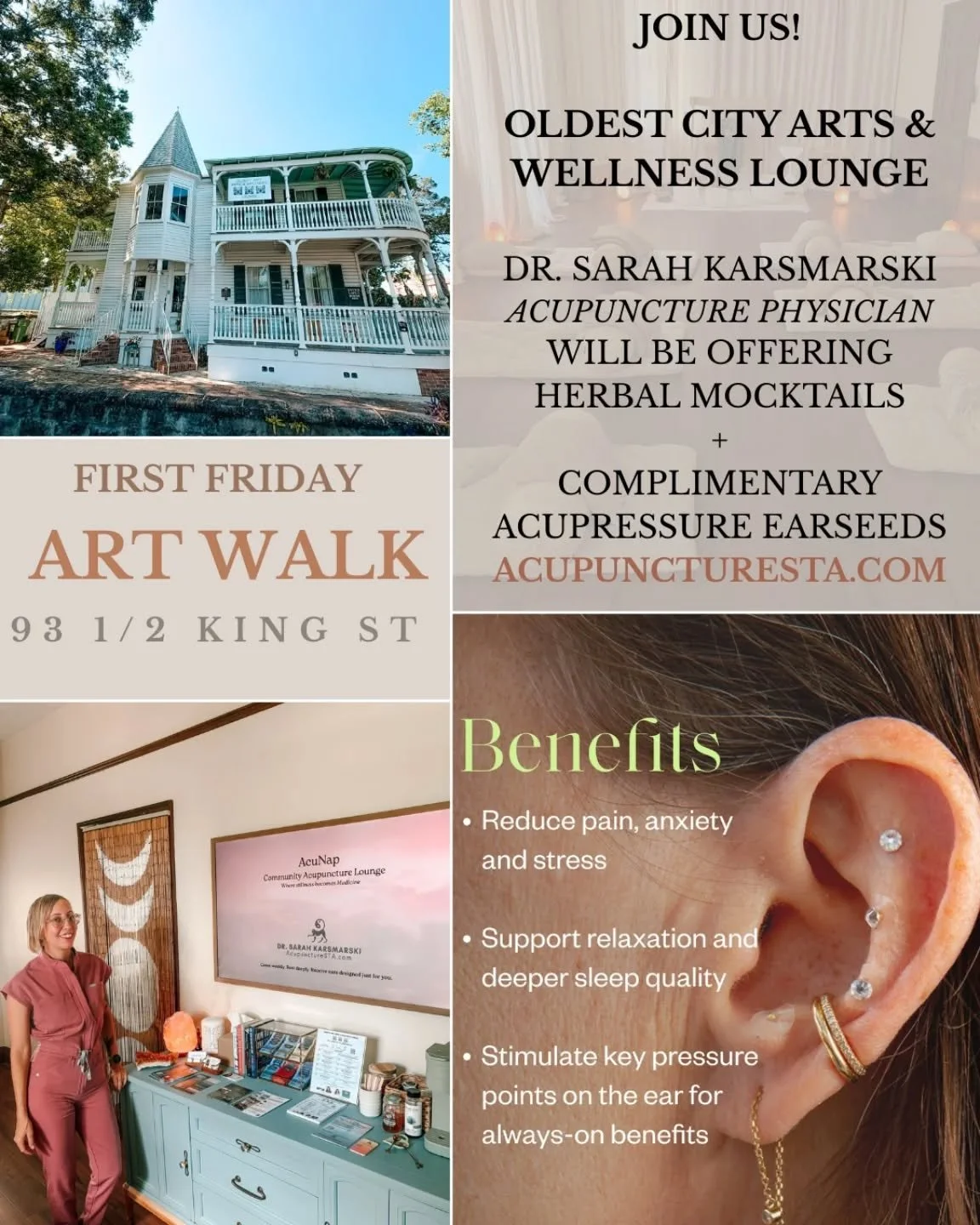 First Friday Art Walk!  Come say hi, and enjoy a night of community, art, and wellness!