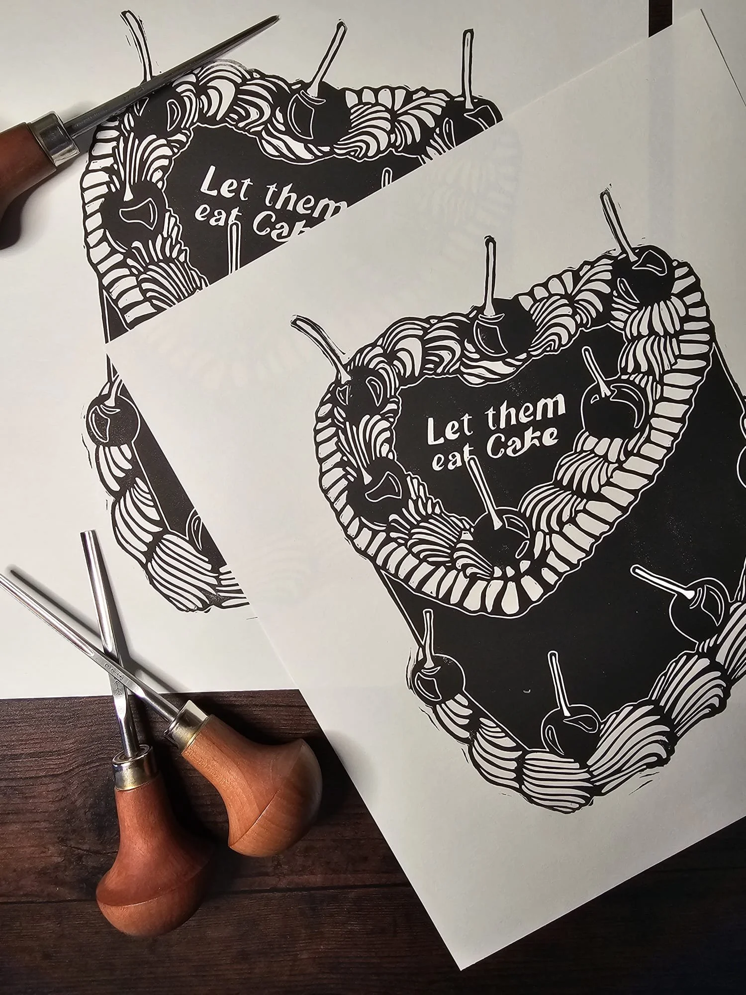 Let Them Eat Cake Lino Print