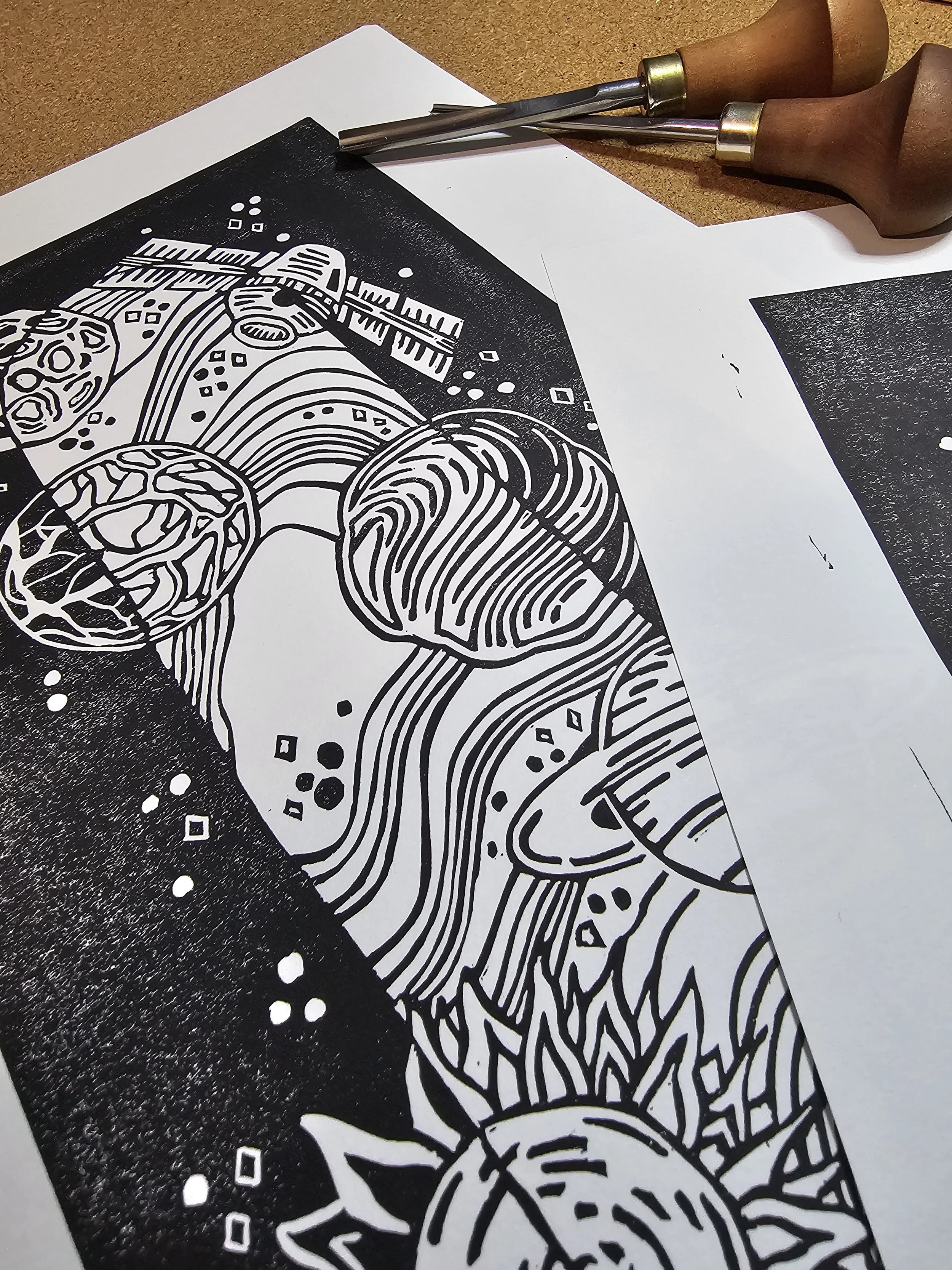 A Window To Space Lino Print