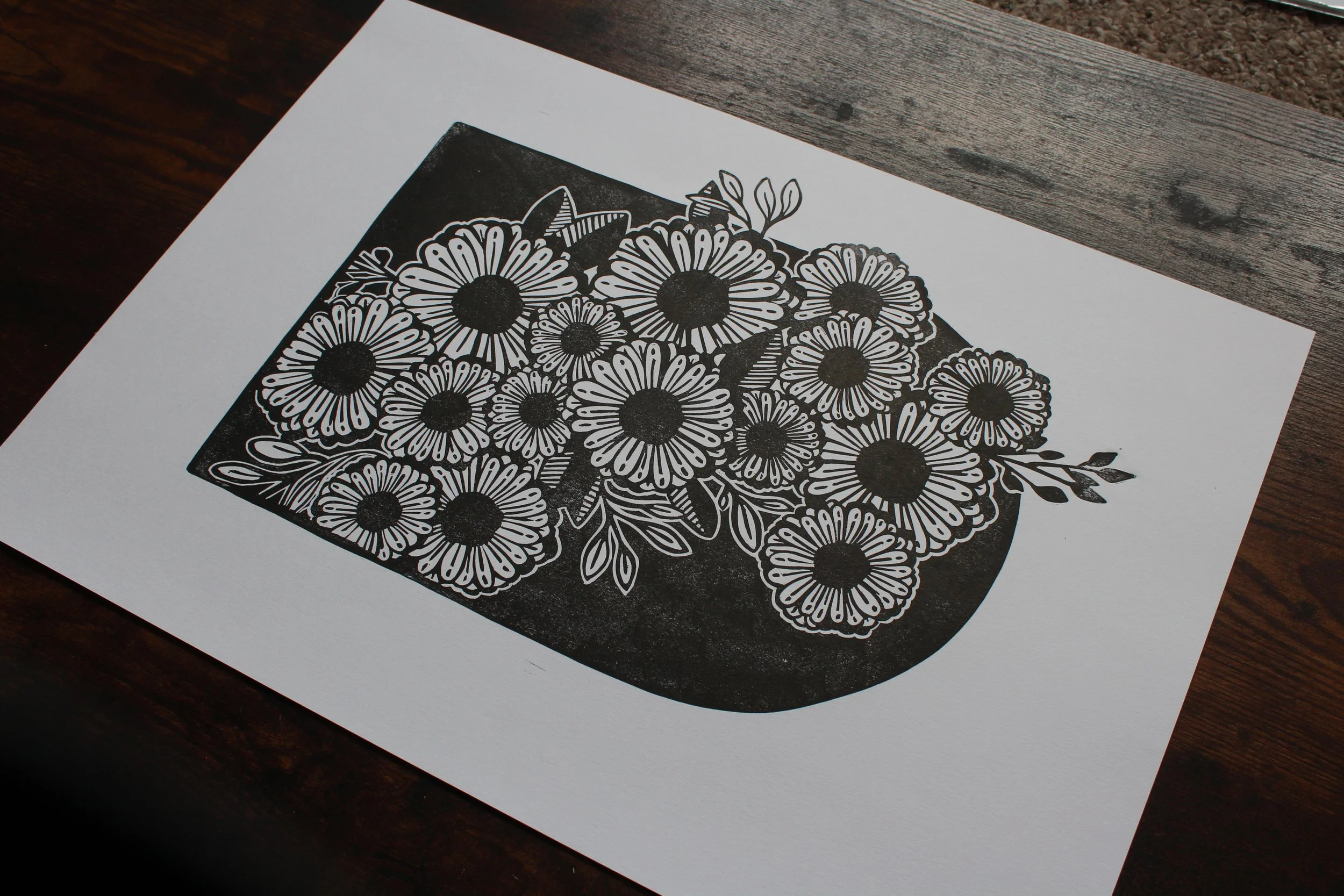 Bloom Lino Print
