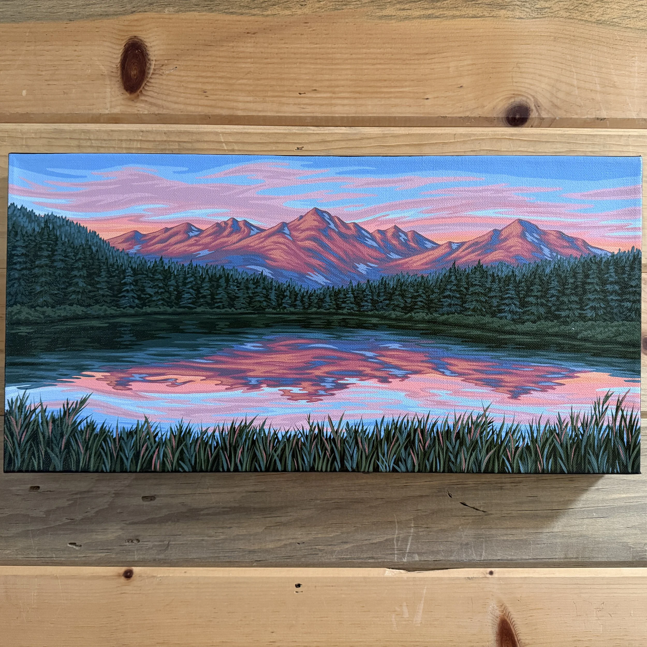 Alpenglow Reflection original acrylic painting