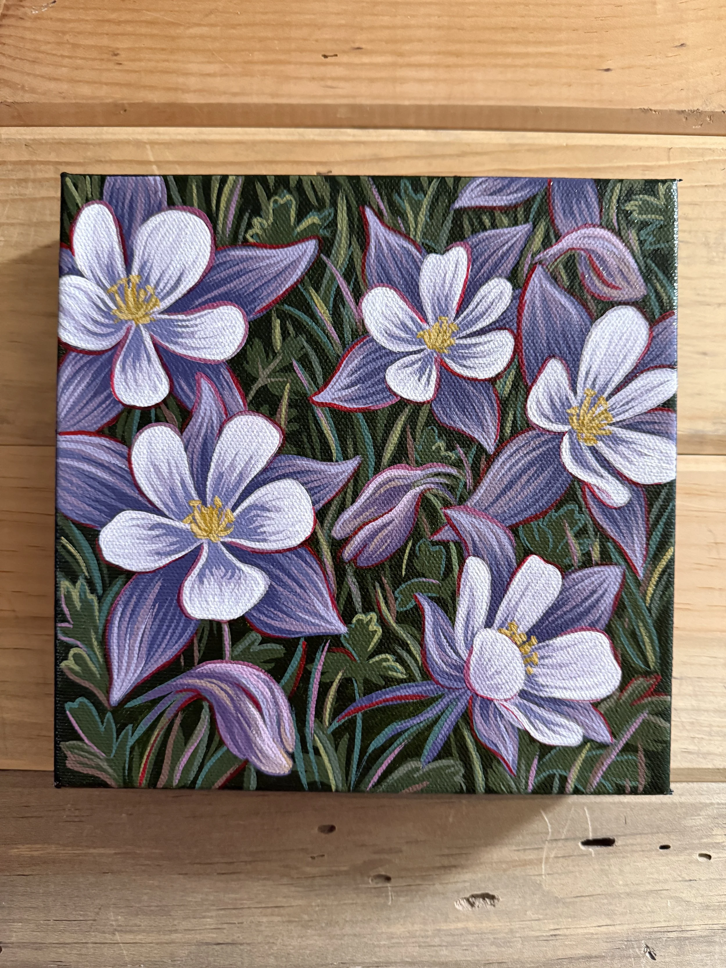 "Alpine Columbines" Original Acrylic Painting
