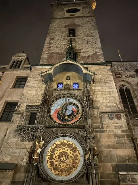 The Old Town astronomical clock tower at night