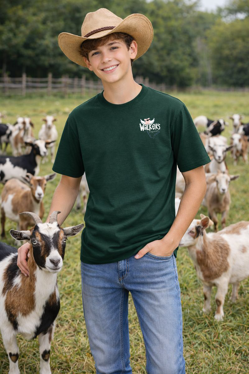 WCF Online Shop Young Farmer Boy Wearing PC54Y Dark Green Shirt Model.png