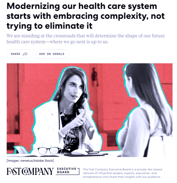 Fast Company | Modernizing Healthcare Through Embracing Complexity