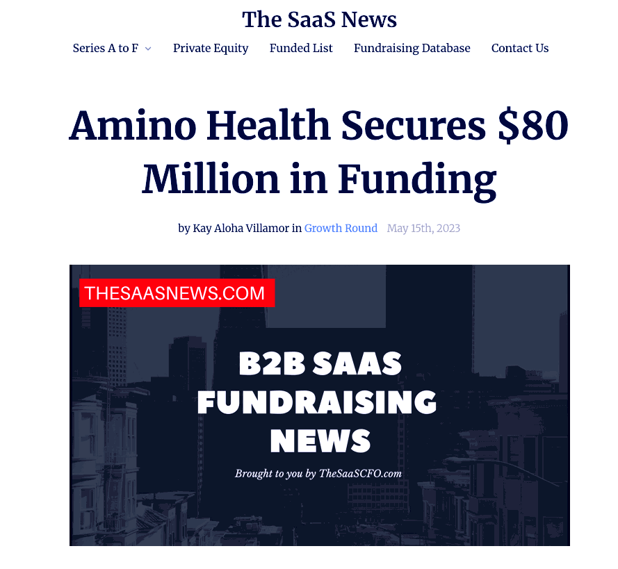 The SaaS News | Amino Health Secures $80M in Financing