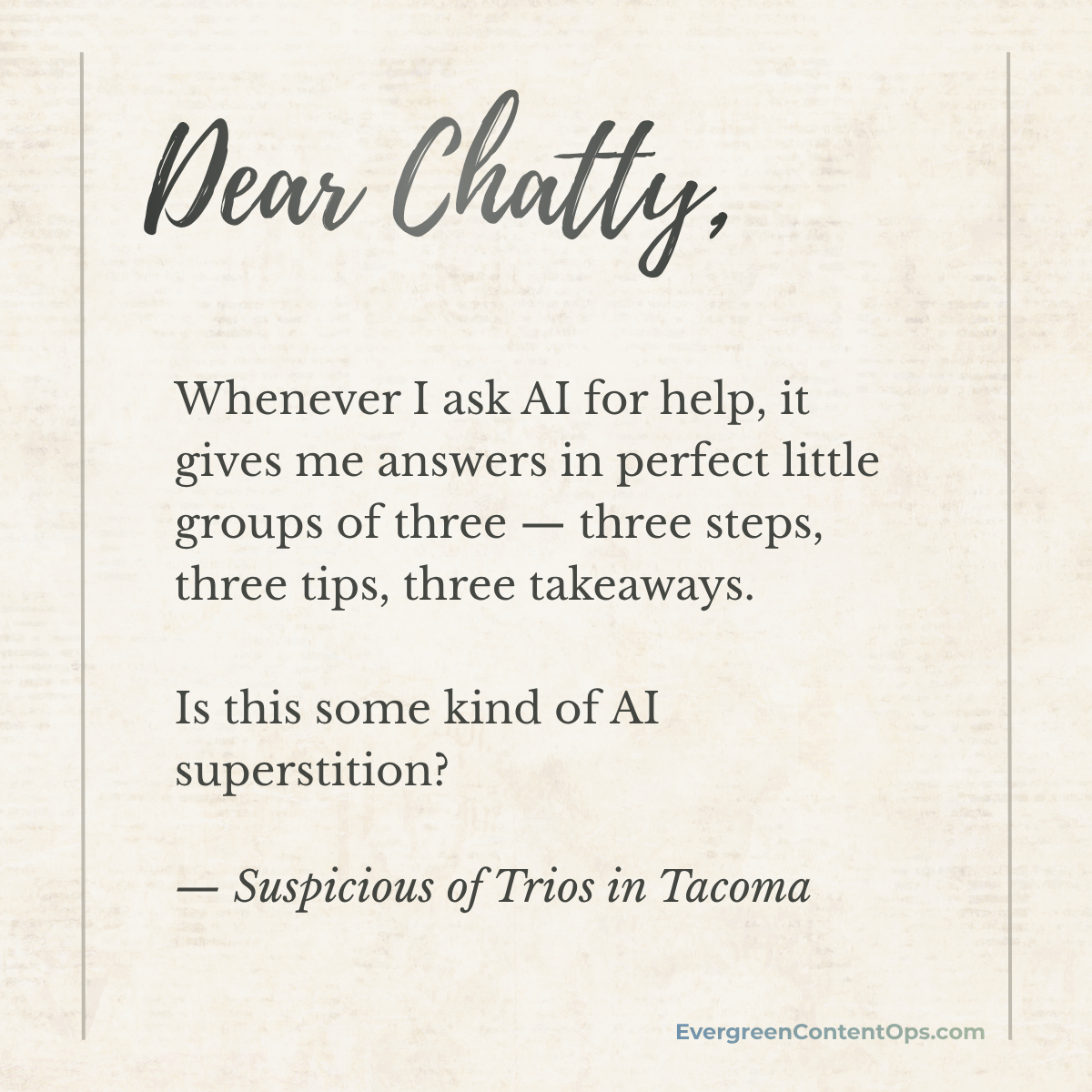 What’s up with AI always giving answers in threes?